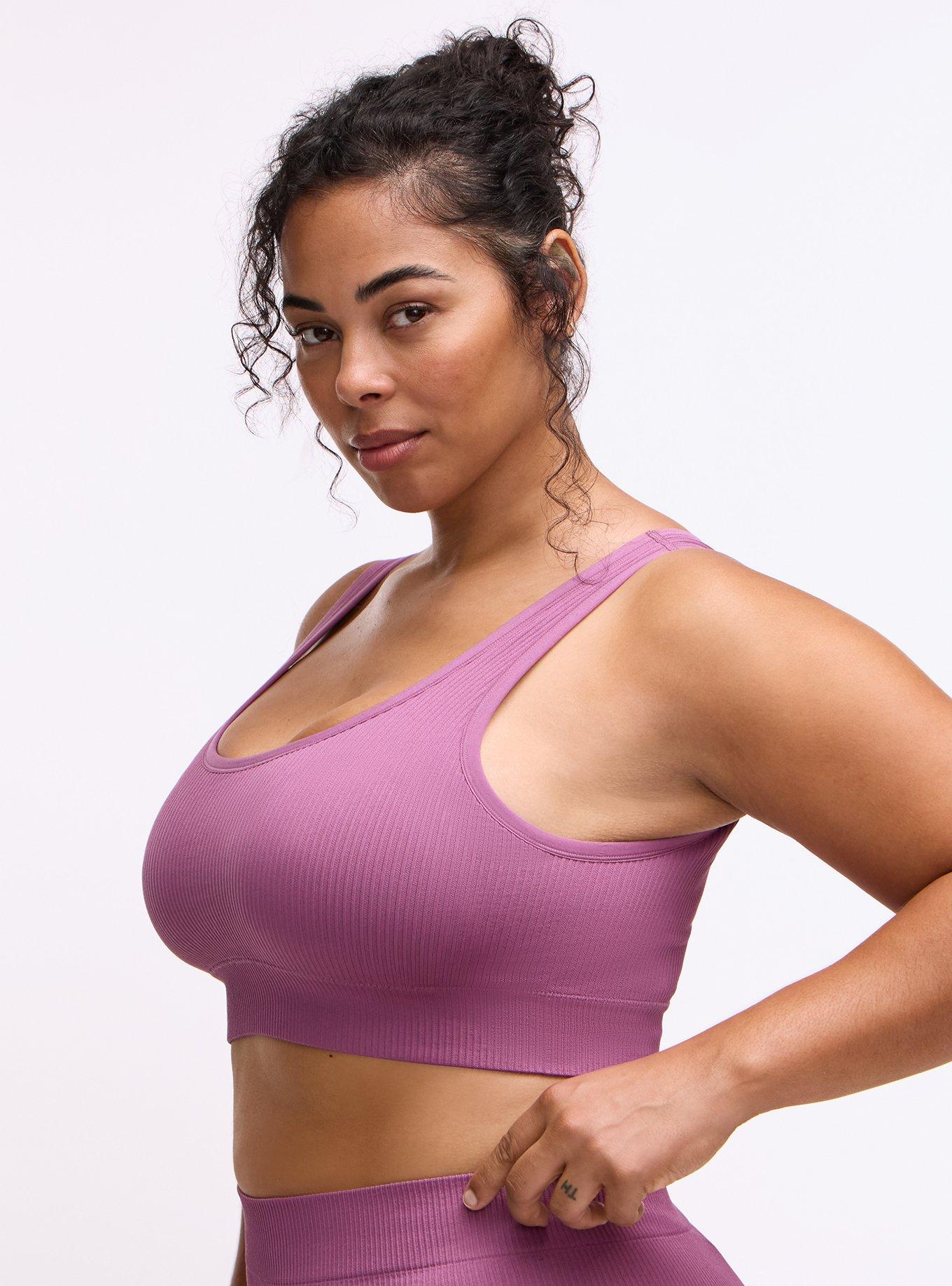 Lightly Lined Seamless Rib Scoop Bralette, ARGYLE PURPLE, alternate