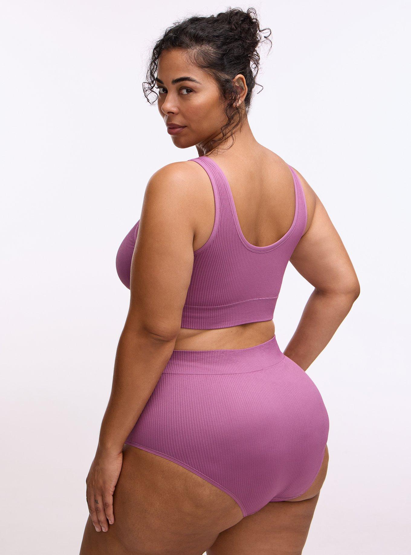 Lightly Lined Seamless Rib Scoop Bralette, ARGYLE PURPLE, alternate
