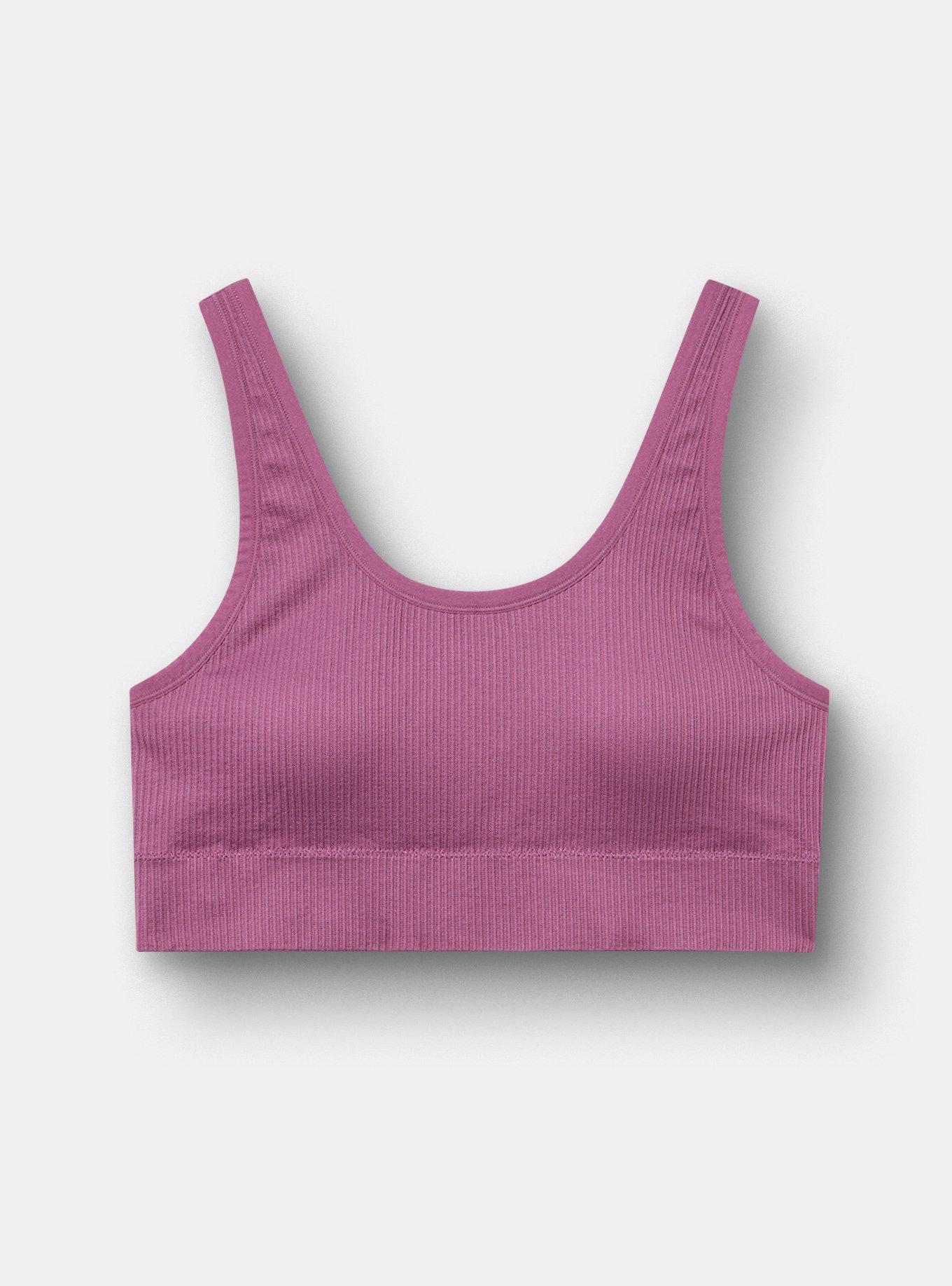 Lightly Lined Seamless Rib Scoop Bralette, ARGYLE PURPLE, hi-res