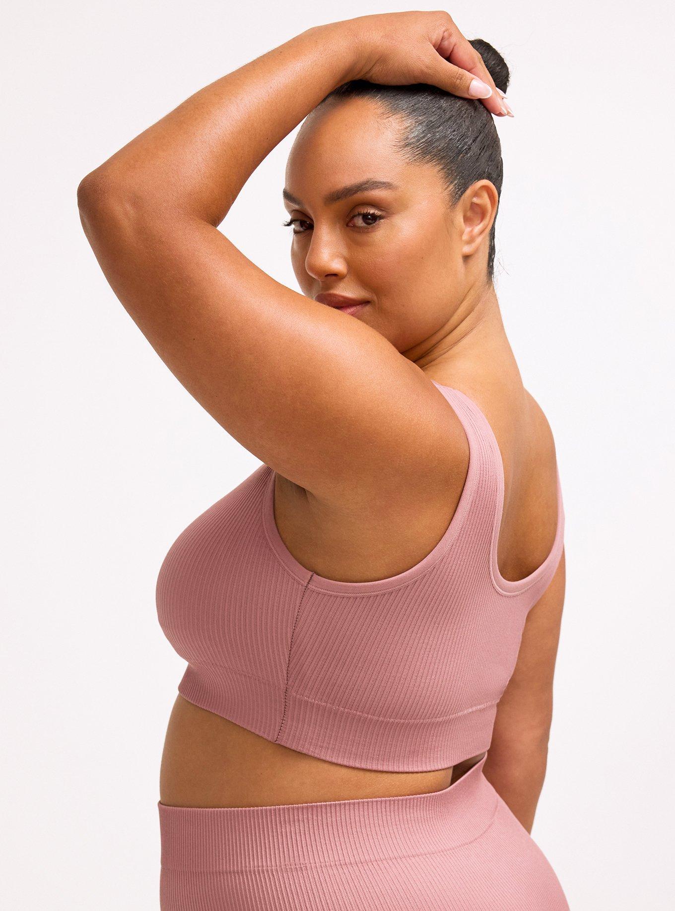 Lightly Lined Seamless Rib Scoop Bralette, NOSTALGIA ROSE, alternate