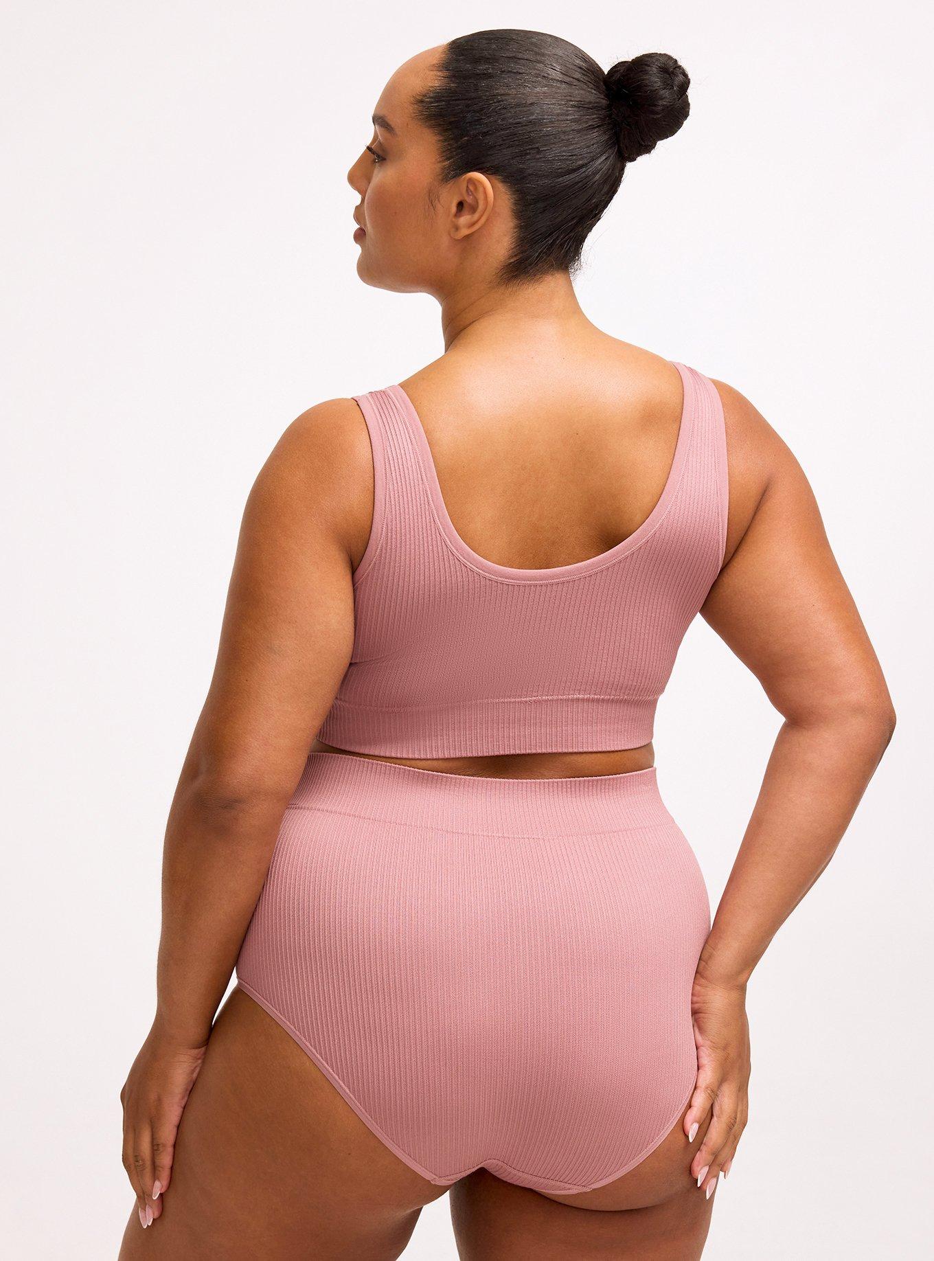 Lightly Lined Seamless Rib Scoop Bralette, NOSTALGIA ROSE, alternate