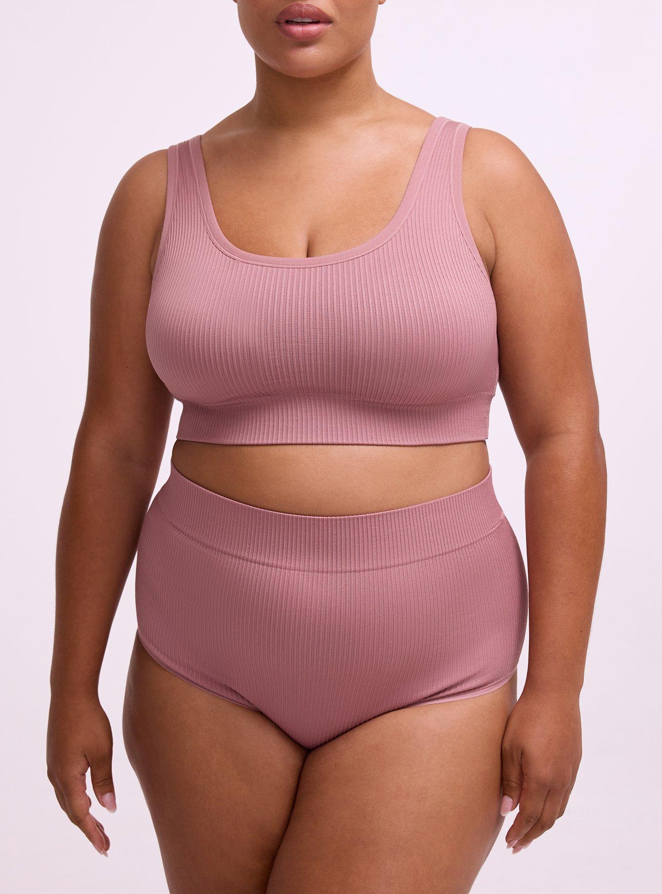 Lightly Lined Seamless Rib Scoop Bralette, NOSTALGIA ROSE, alternate