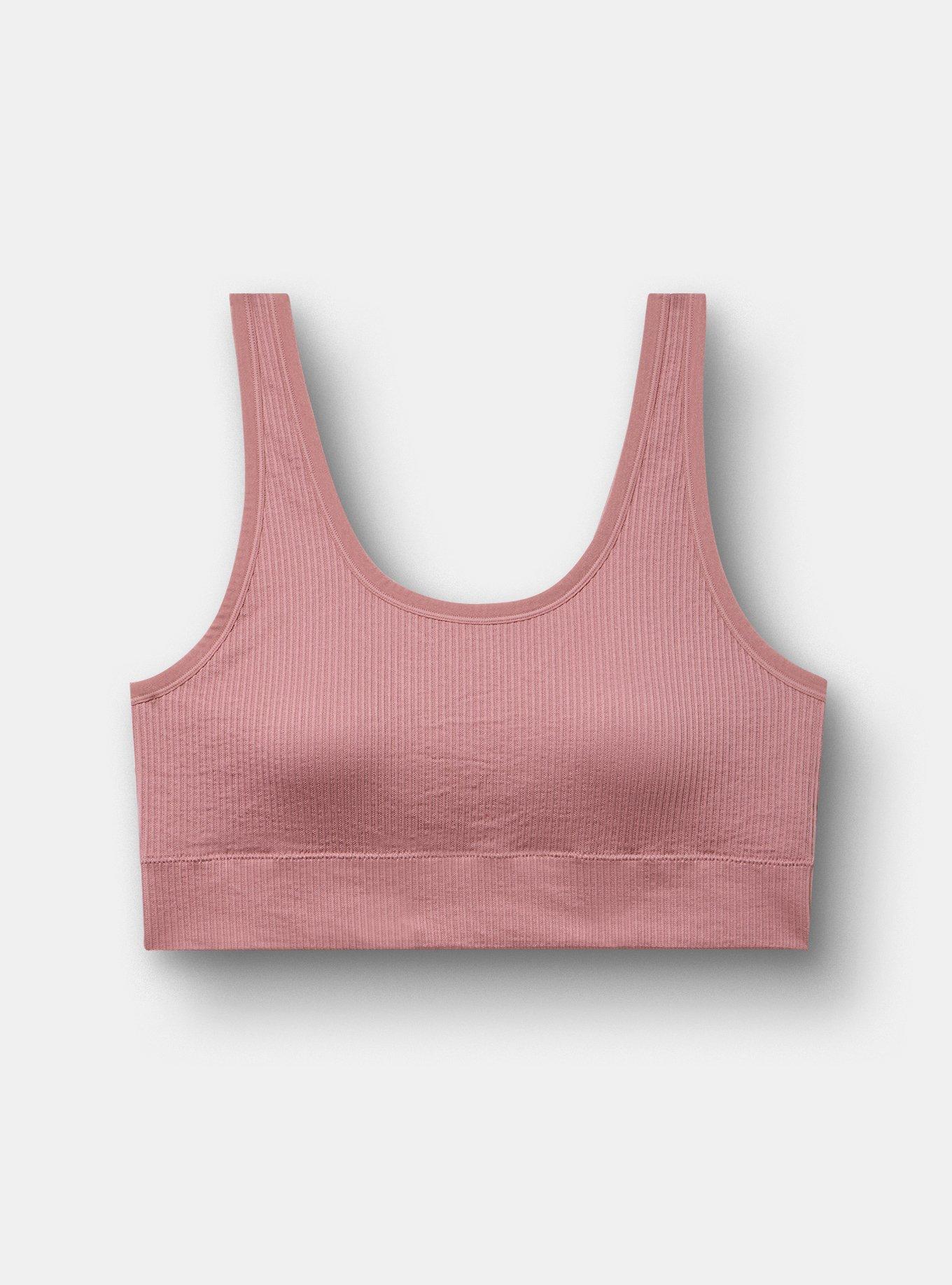 Lightly Lined Seamless Rib Scoop Bralette, NOSTALGIA ROSE, hi-res