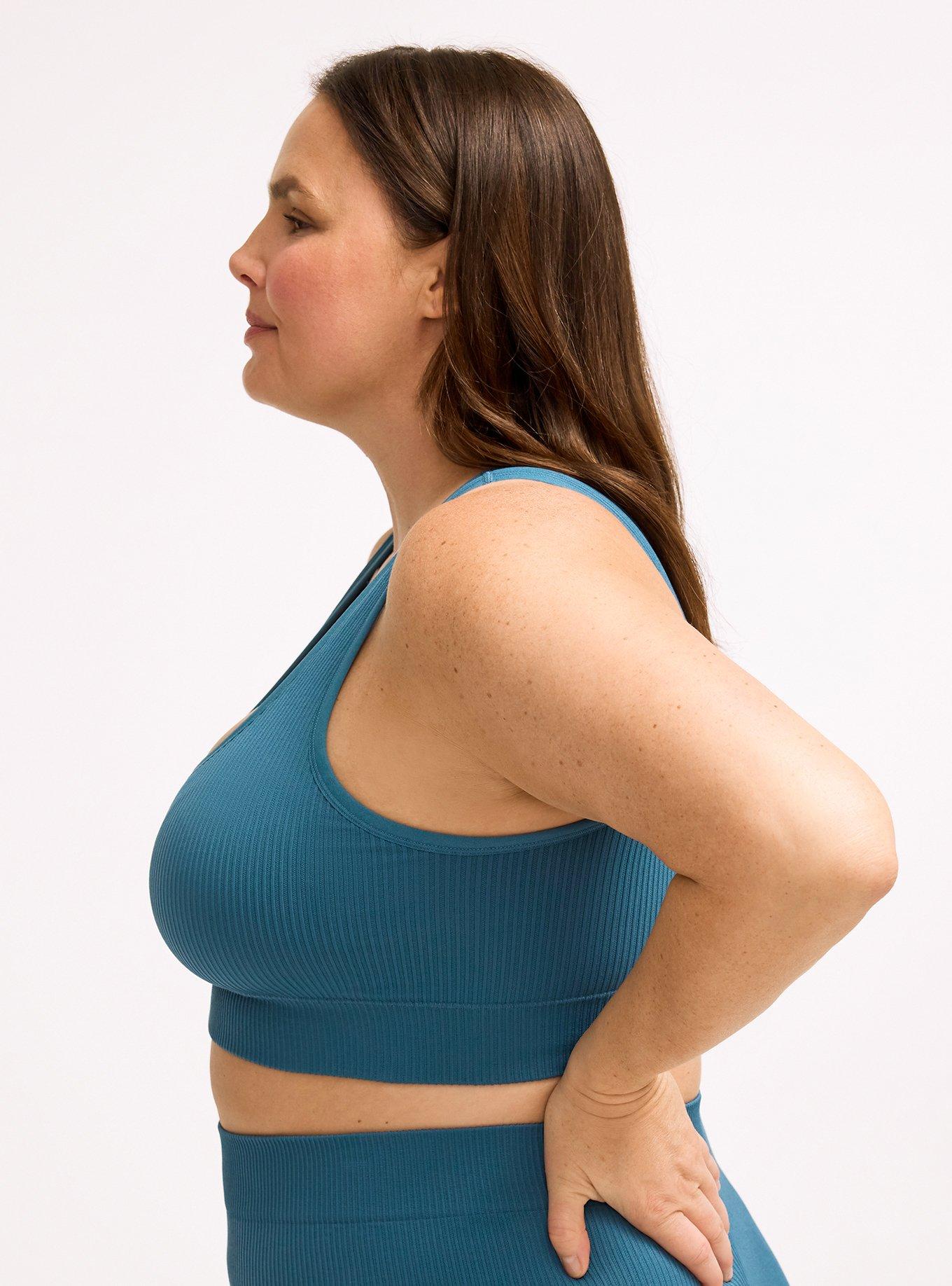 Lightly Lined Seamless Rib Scoop Bralette, MALLARD BLUE, alternate