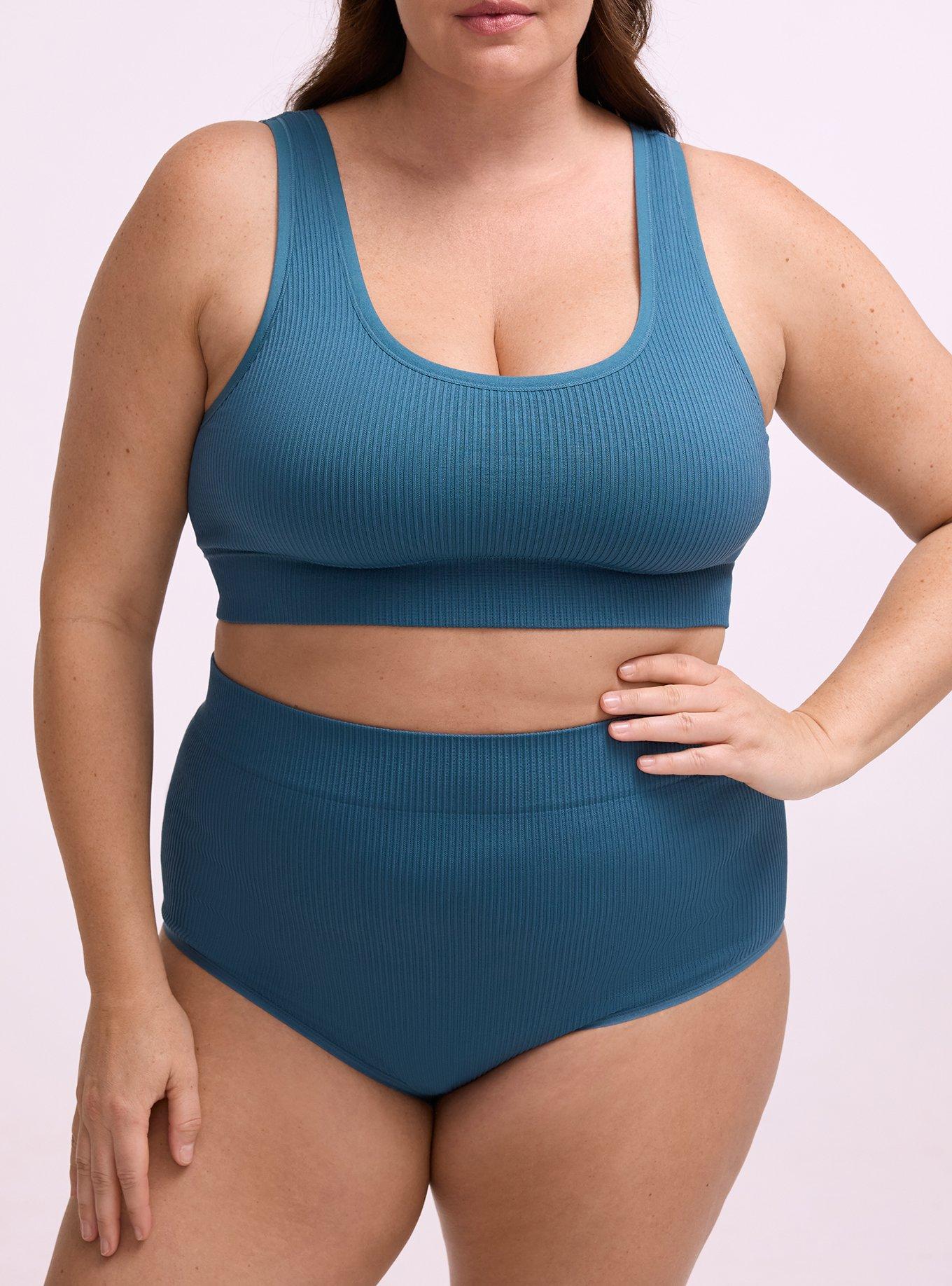 Lightly Lined Seamless Rib Scoop Bralette, MALLARD BLUE, alternate