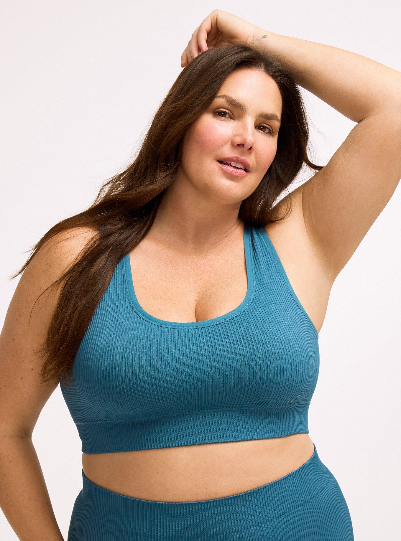 Lightly Lined Seamless Rib Scoop Bralette, MALLARD BLUE, hi-res