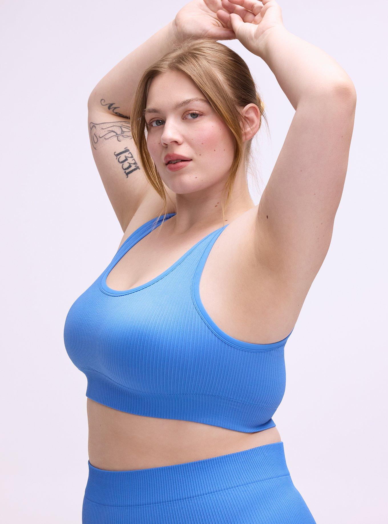 Plus Size Lightly Lined Seamless Rib Scoop Bralette, REGATTA, alternate