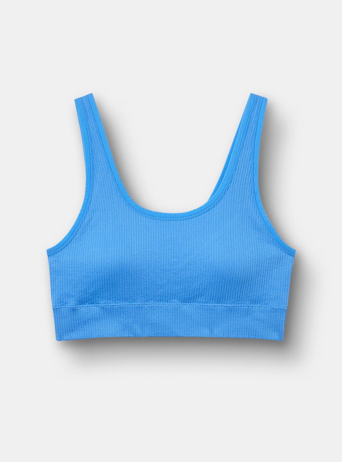 Plus Size Lightly Lined Seamless Rib Scoop Bralette, REGATTA, hi-res