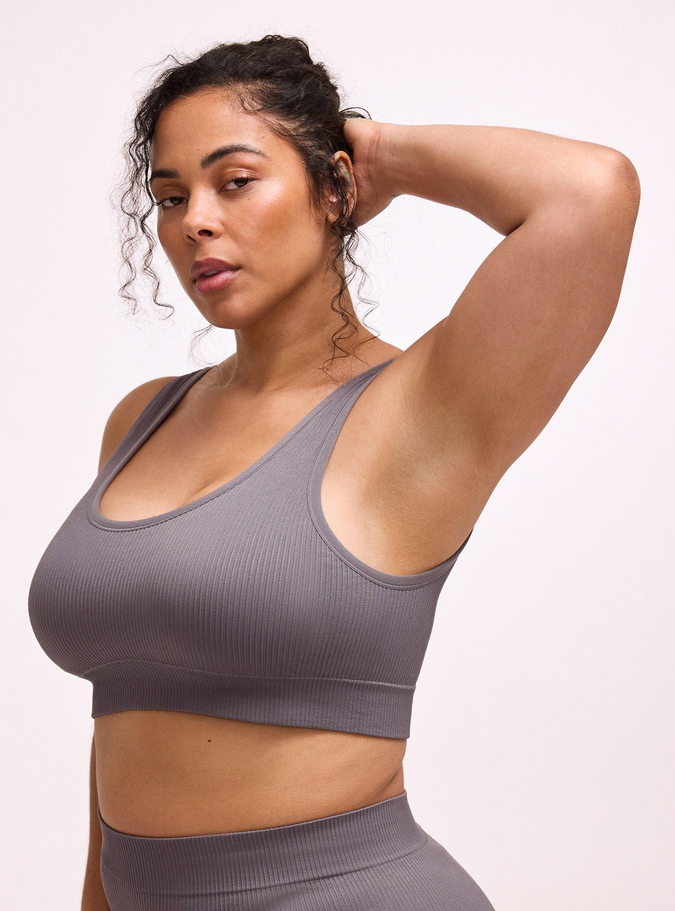 Lightly Lined Seamless Rib Scoop Bralette, QUIET SHADE, alternate