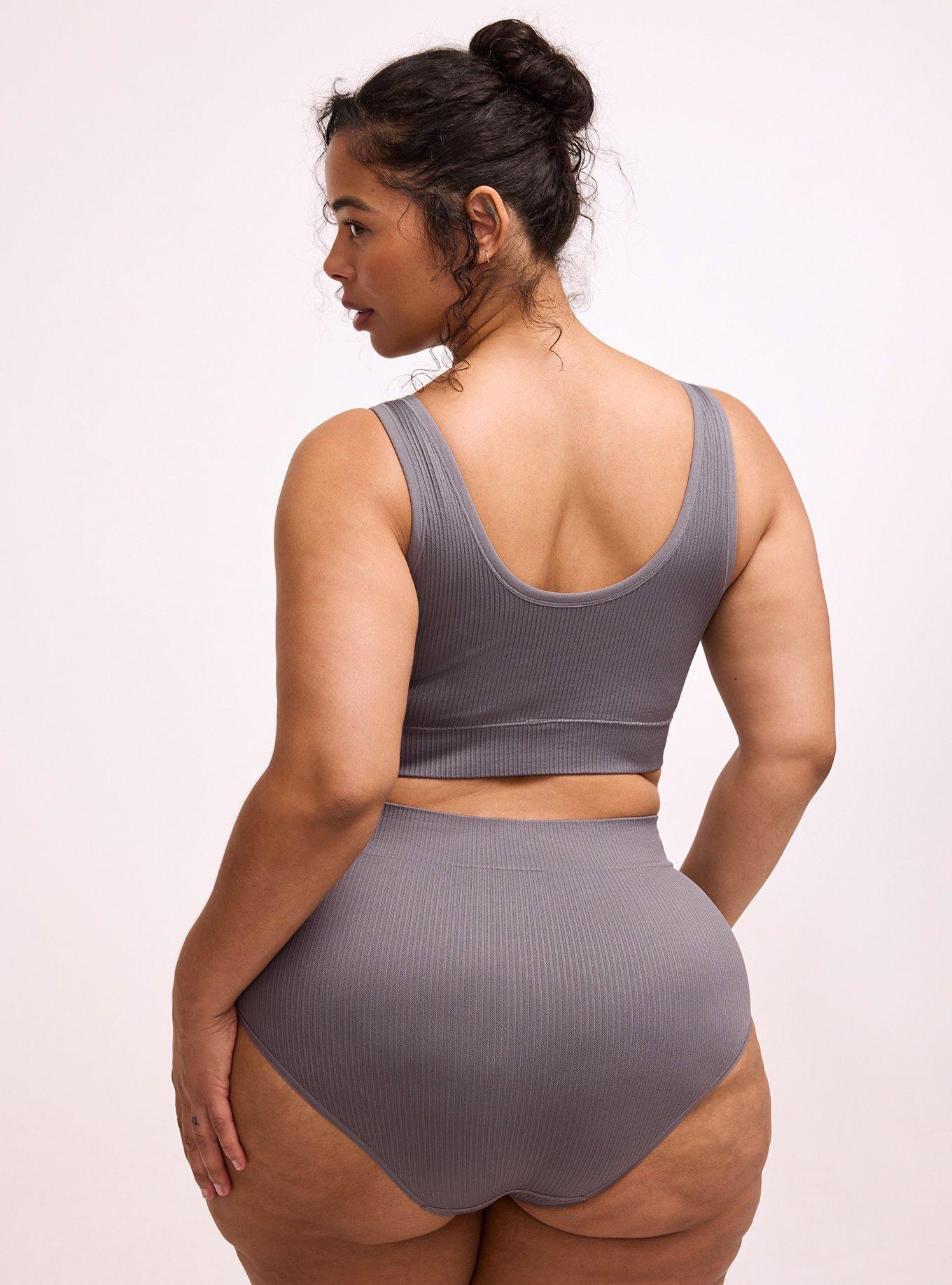 Lightly Lined Seamless Rib Scoop Bralette, QUIET SHADE, alternate