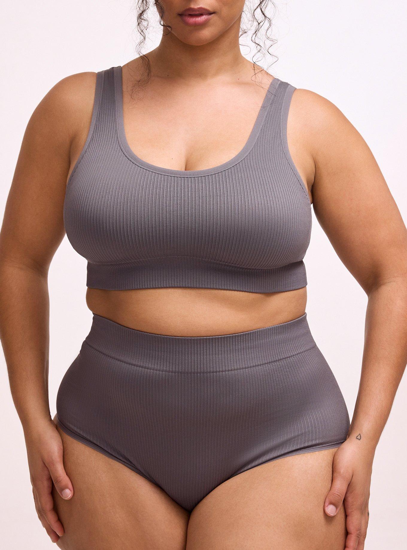 Lightly Lined Seamless Rib Scoop Bralette, QUIET SHADE, alternate