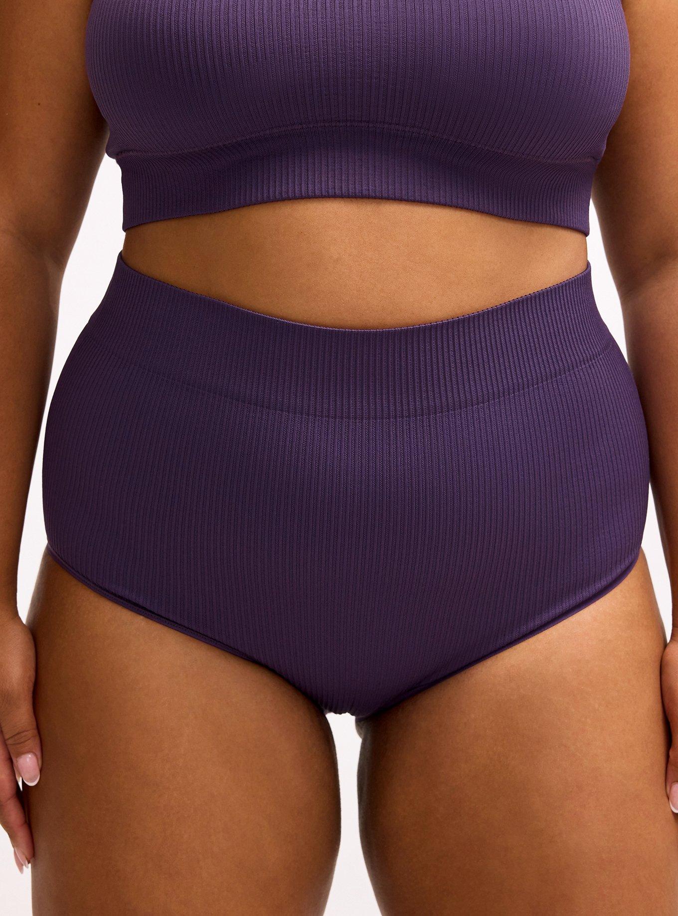 Seamless Rib High-Rise Brief Panty, BLACKBERRY, alternate