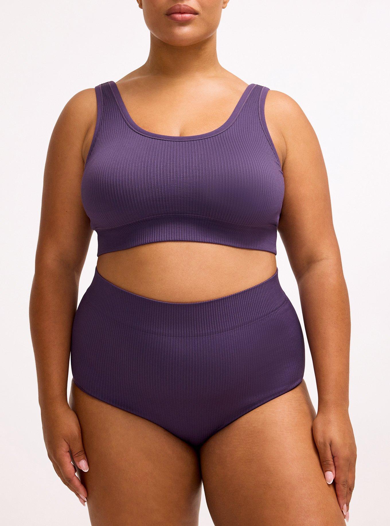 Seamless Rib High-Rise Brief Panty, BLACKBERRY, alternate