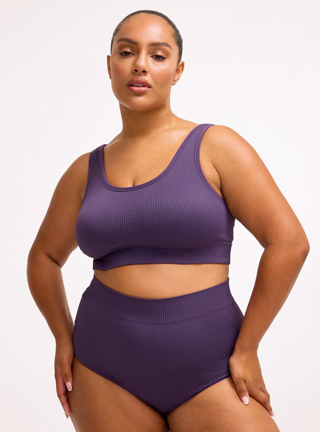 Seamless Rib High-Rise Brief Panty, BLACKBERRY, hi-res