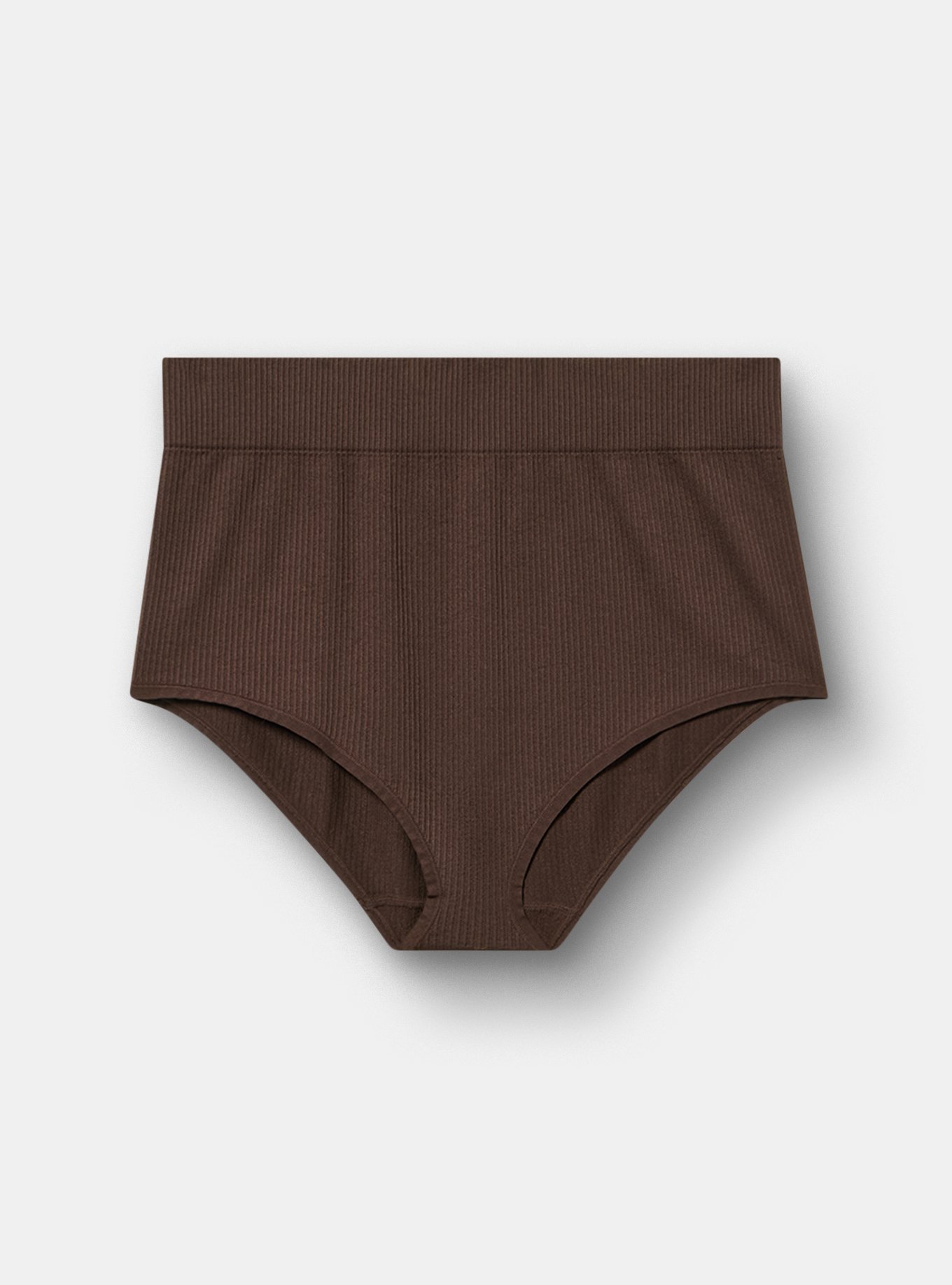 Seamless Rib High-Rise Brief Panty, JAVA, flat