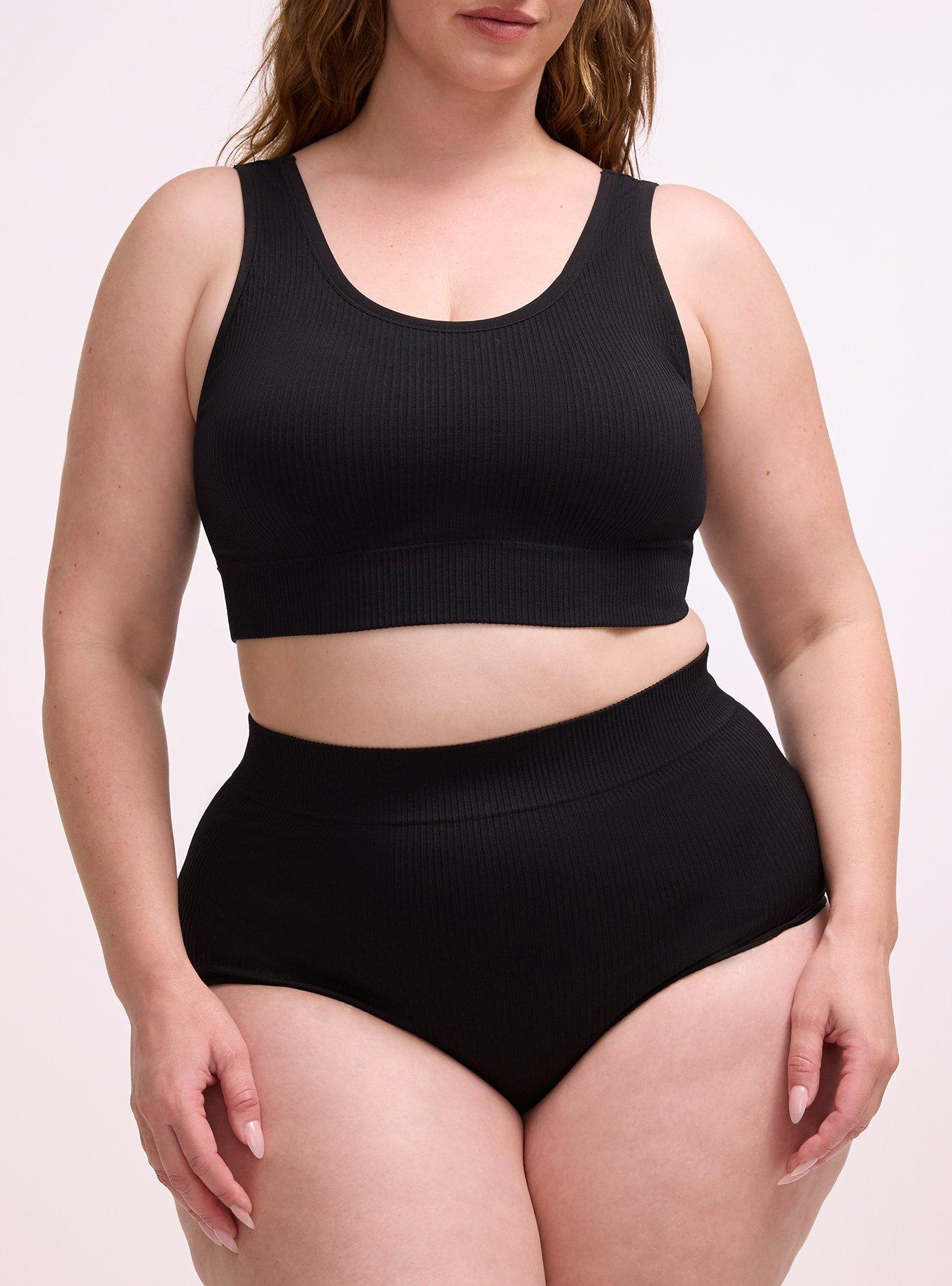 Seamless Ribbed High-Rise Brief Panty, RICH BLACK, alternate