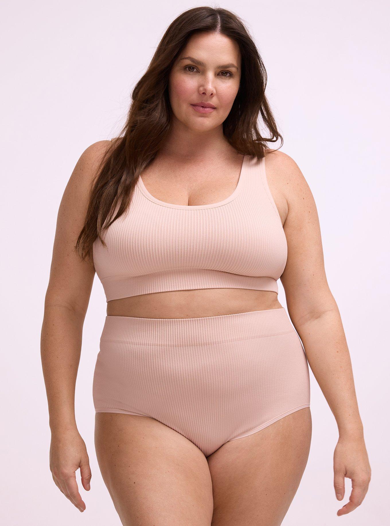 Seamless Ribbed High-Rise Brief Panty, ROSE DUST, hi-res