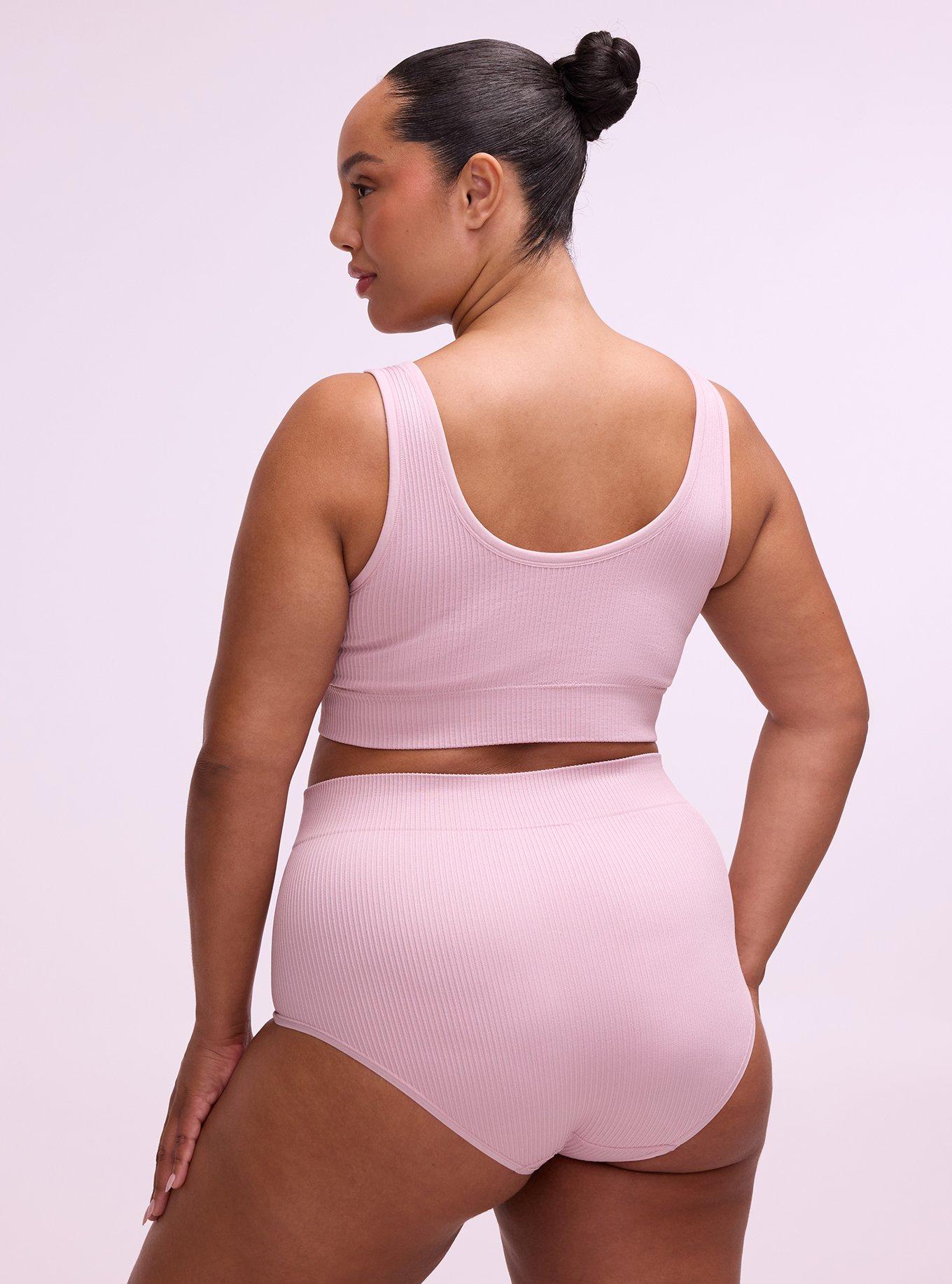 Plus Size Seamless Ribbed High-Rise Brief Panty, VIOLET ICE, alternate