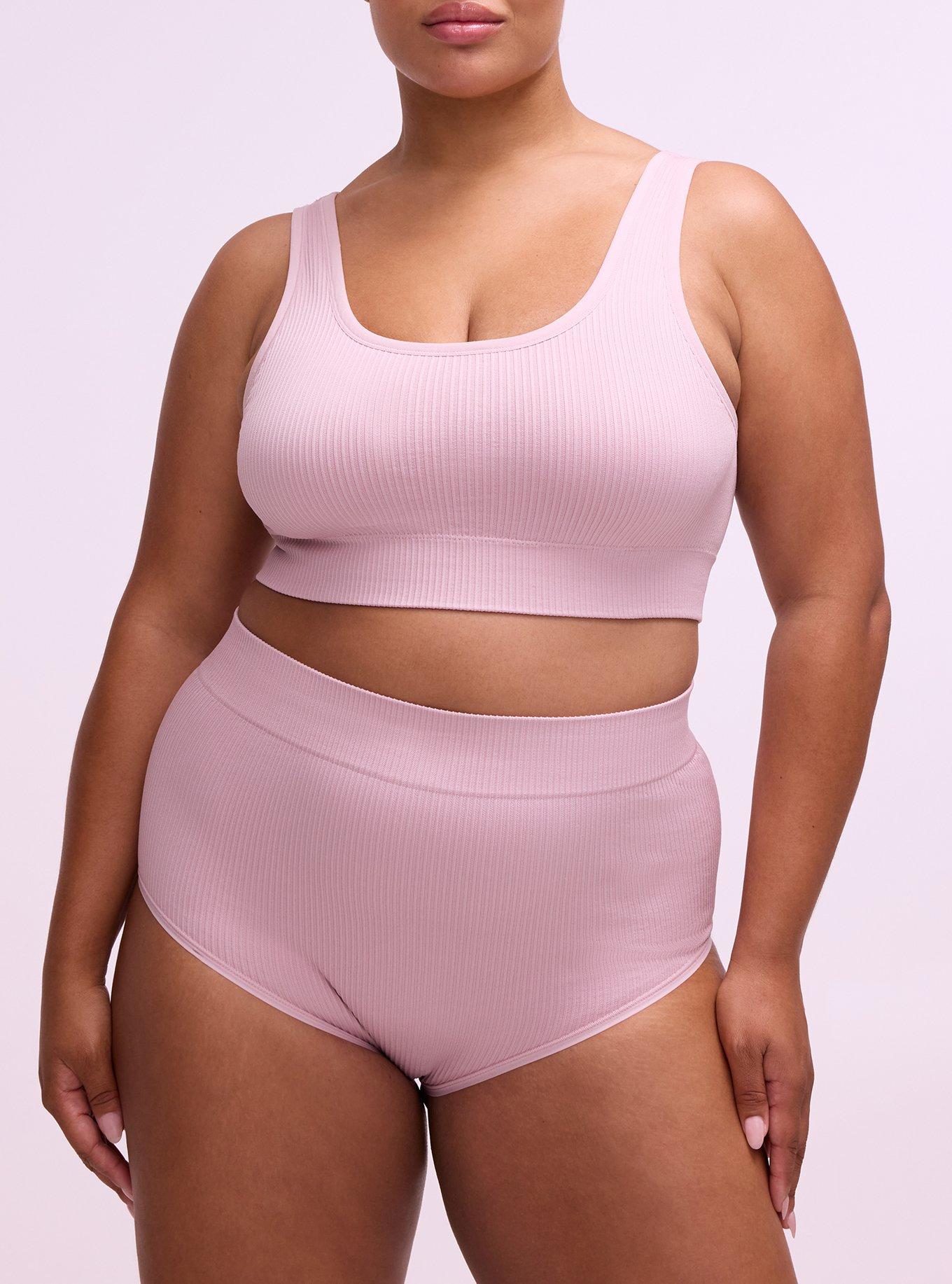 Plus Size Seamless Ribbed High-Rise Brief Panty, VIOLET ICE, alternate