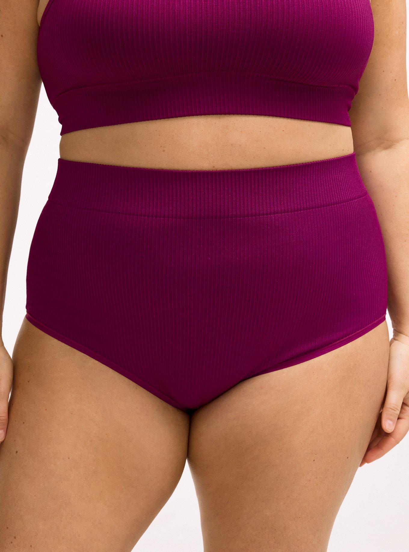 Seamless Rib High-Rise Brief Panty, PLUM CASPIA, alternate