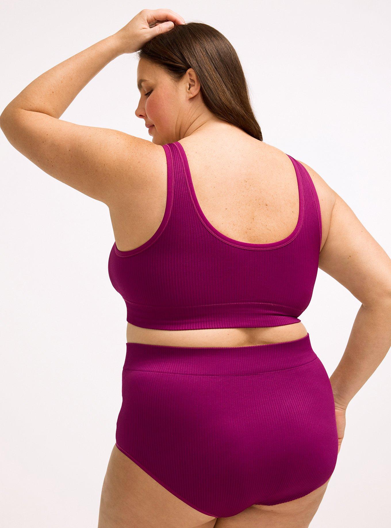 Seamless Rib High-Rise Brief Panty, PLUM CASPIA, alternate