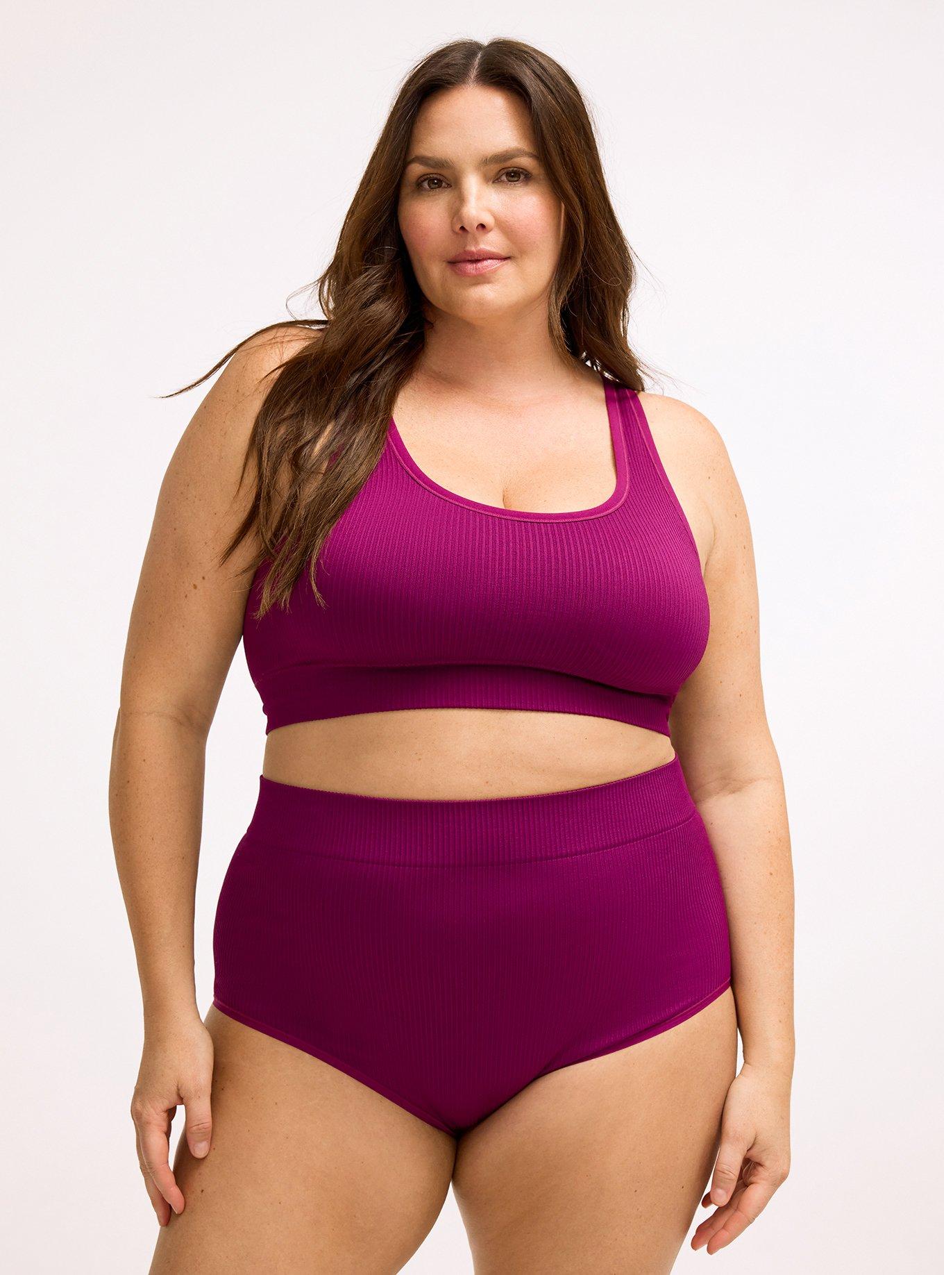 Seamless Rib High-Rise Brief Panty, PLUM CASPIA, hi-res