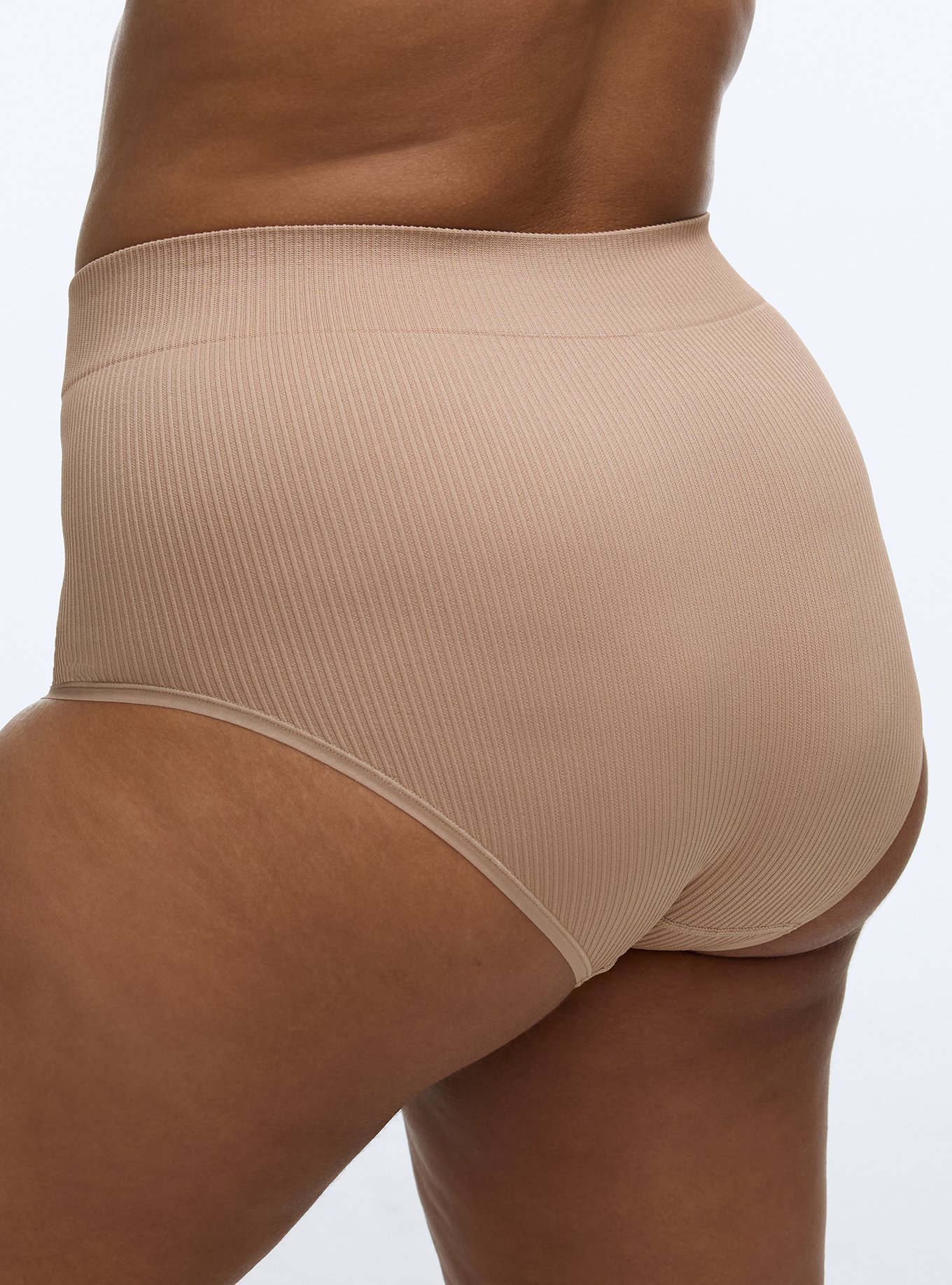 Seamless Rib High-Rise Brief Panty, LATTE, alternate