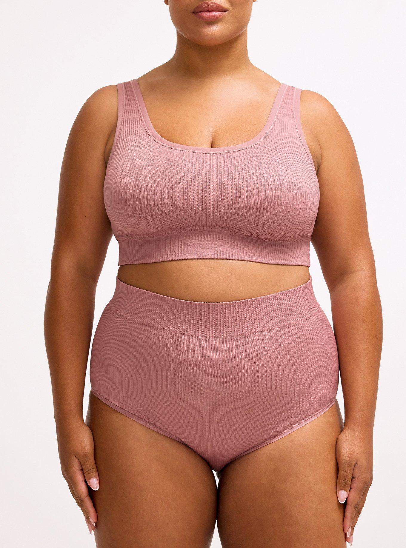 Seamless Rib High-Rise Brief Panty, NOSTALGIA ROSE, alternate