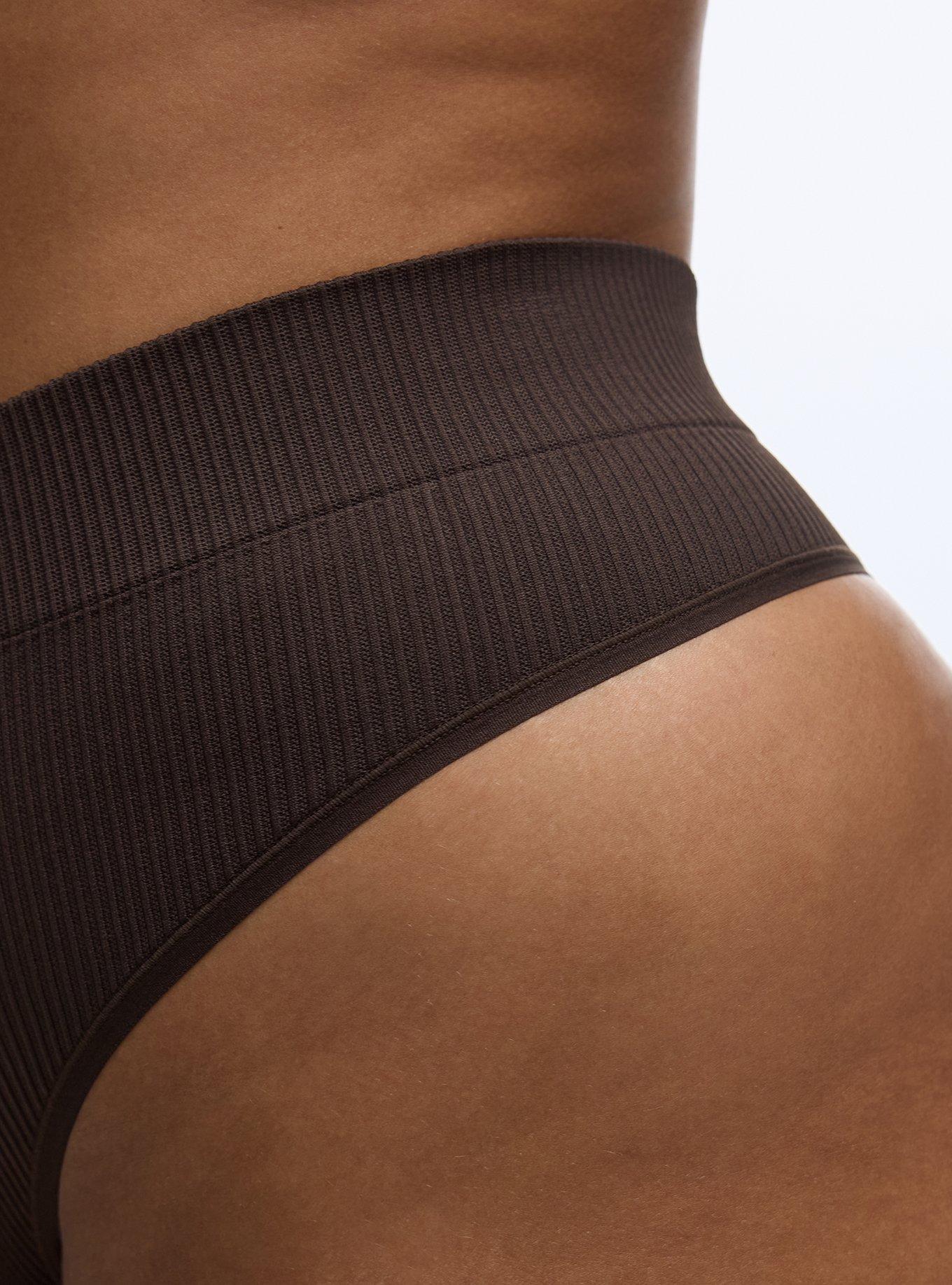 Plus Size Seamless Ribbed High Rise Thong Panty, JAVA, alternate