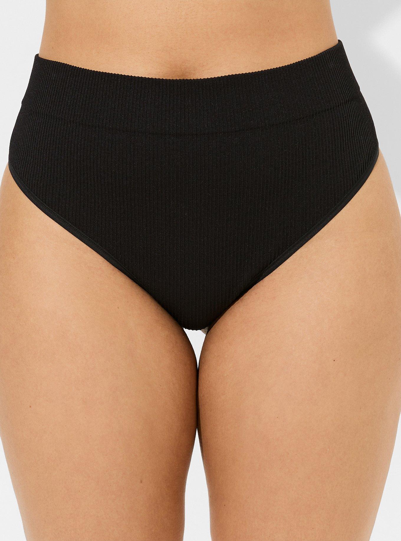 High Waisted Black Ribbed Cheeky Cotton Panty