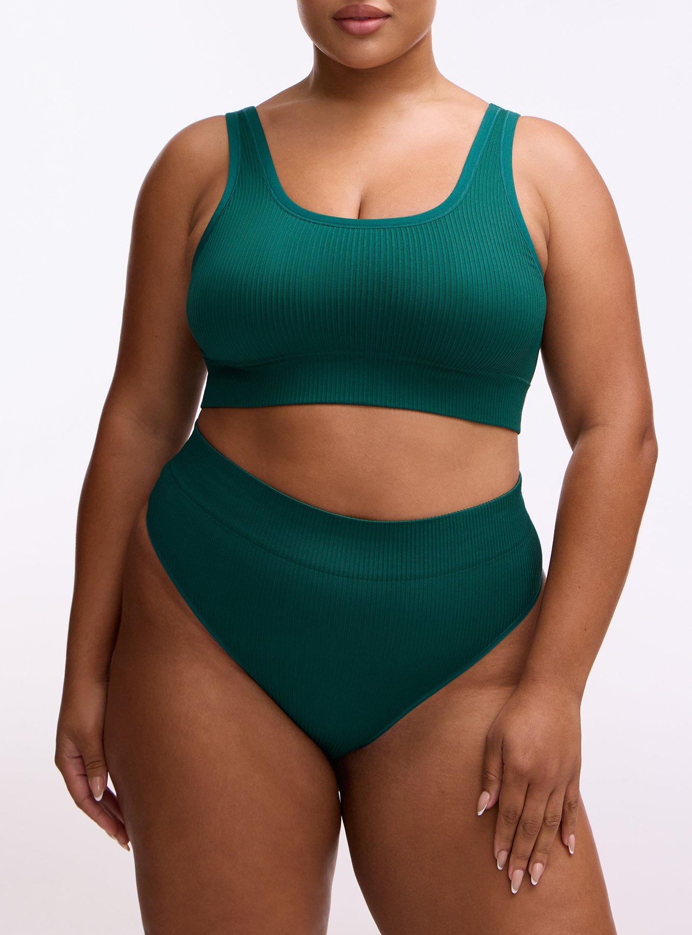 Plus Size Seamless Rib High-Rise Thong Panty, BOTANICAL GARDEN, alternate