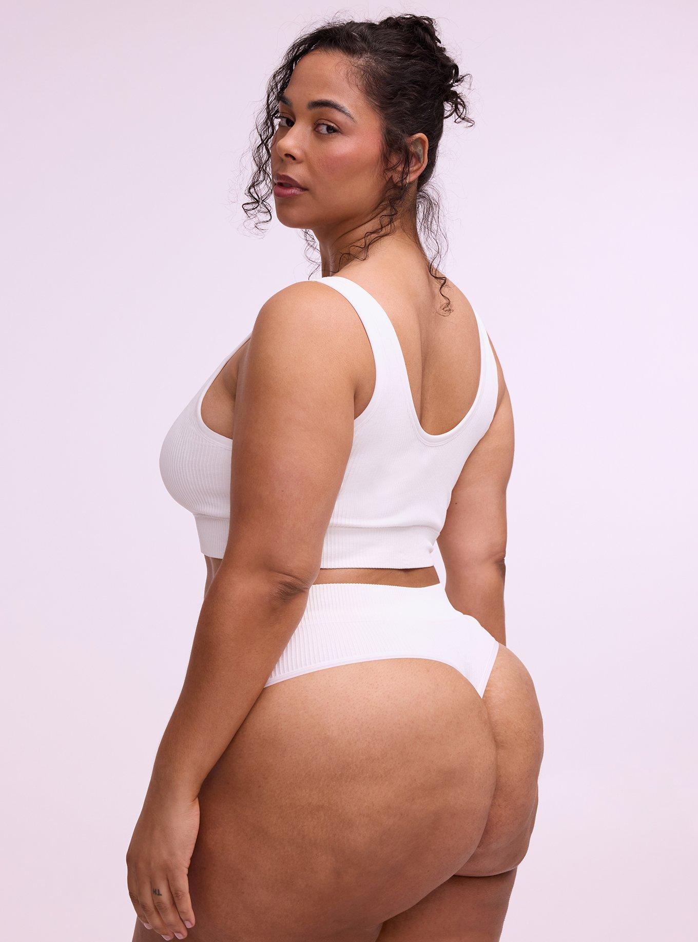 Seamless Ribbed High-Rise Thong Panty, BRIGHT WHITE, alternate