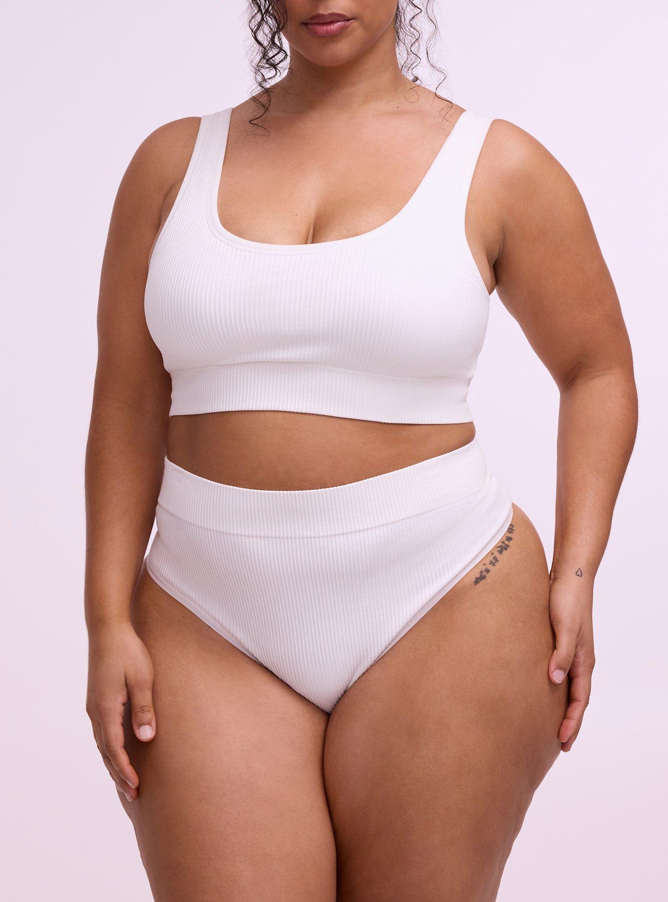 Seamless Ribbed High-Rise Thong Panty, BRIGHT WHITE, alternate