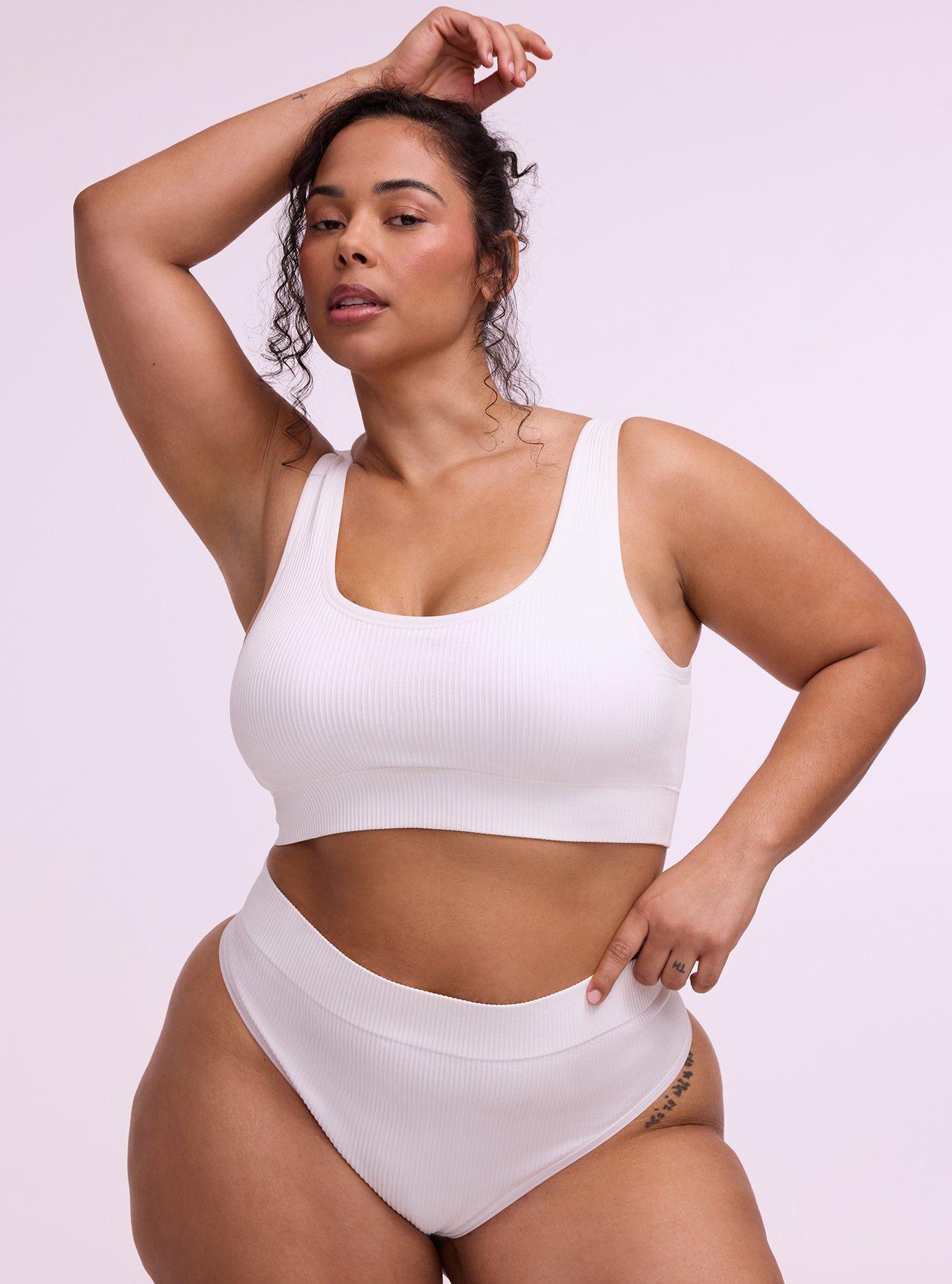 Seamless Ribbed High-Rise Thong Panty, BRIGHT WHITE, hi-res