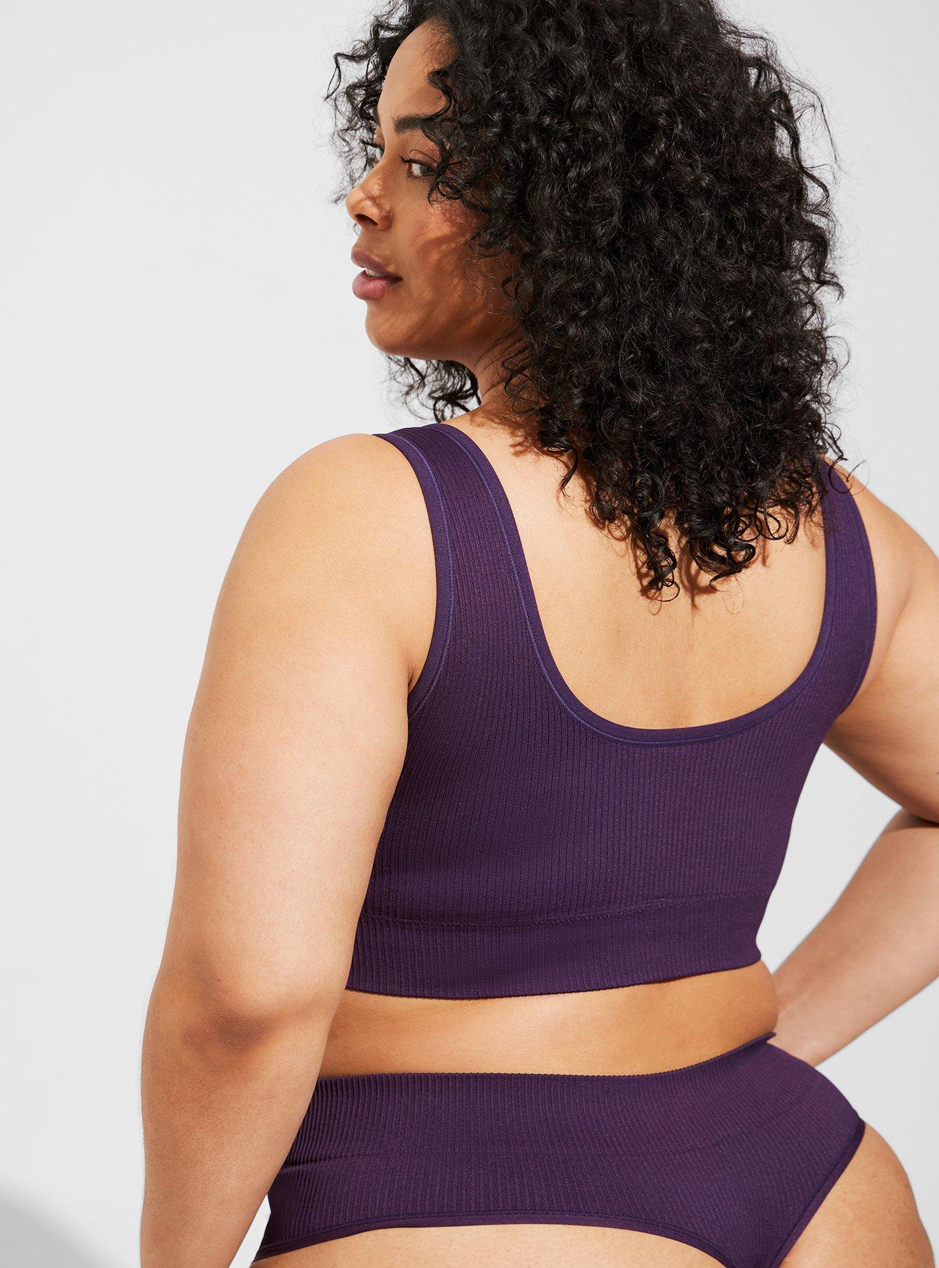 Seamless Rib High-Rise Thong Panty, PLUM PURPLE, alternate