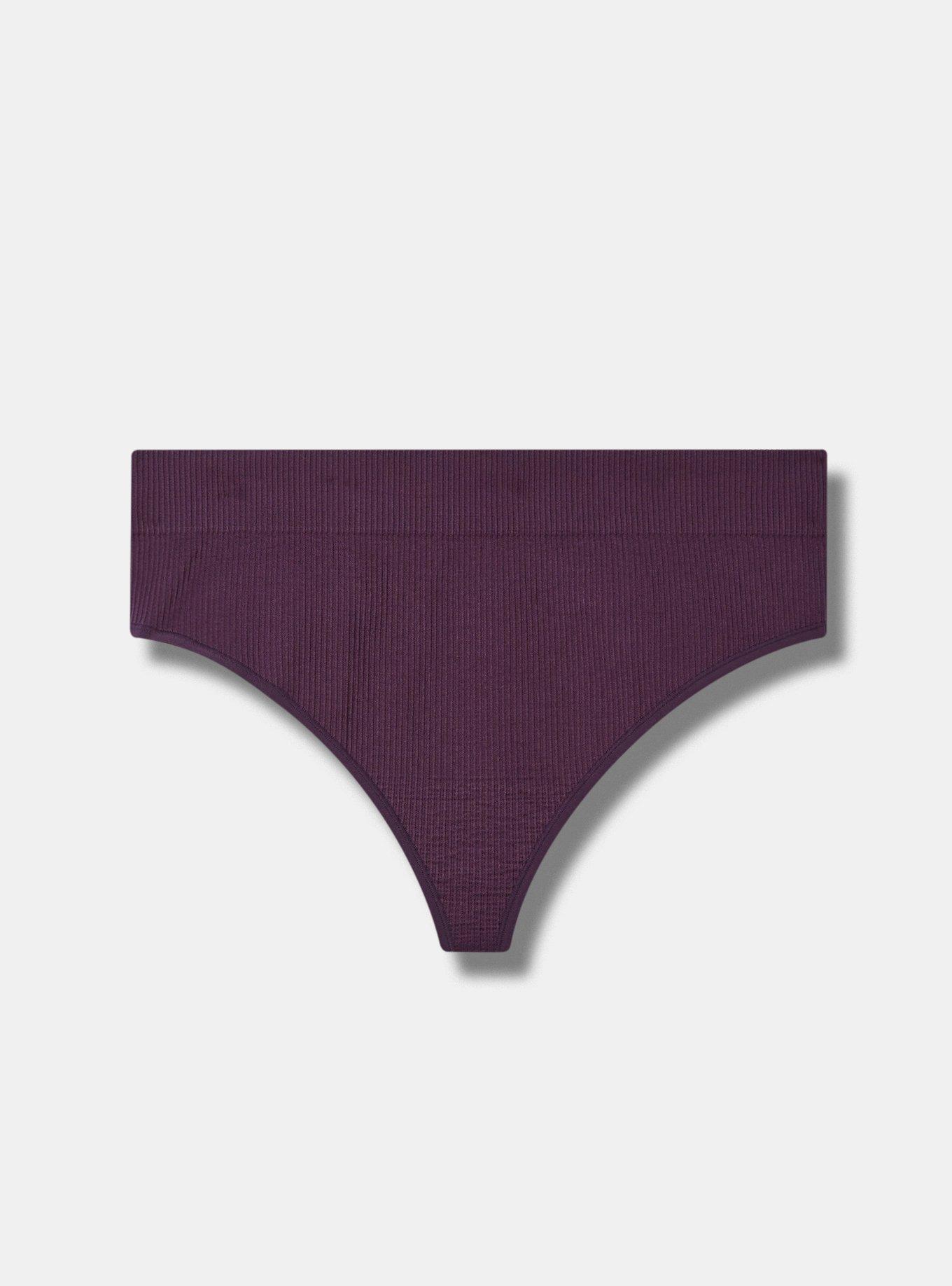 Seamless Rib High-Rise Thong Panty, PLUM PURPLE, hi-res