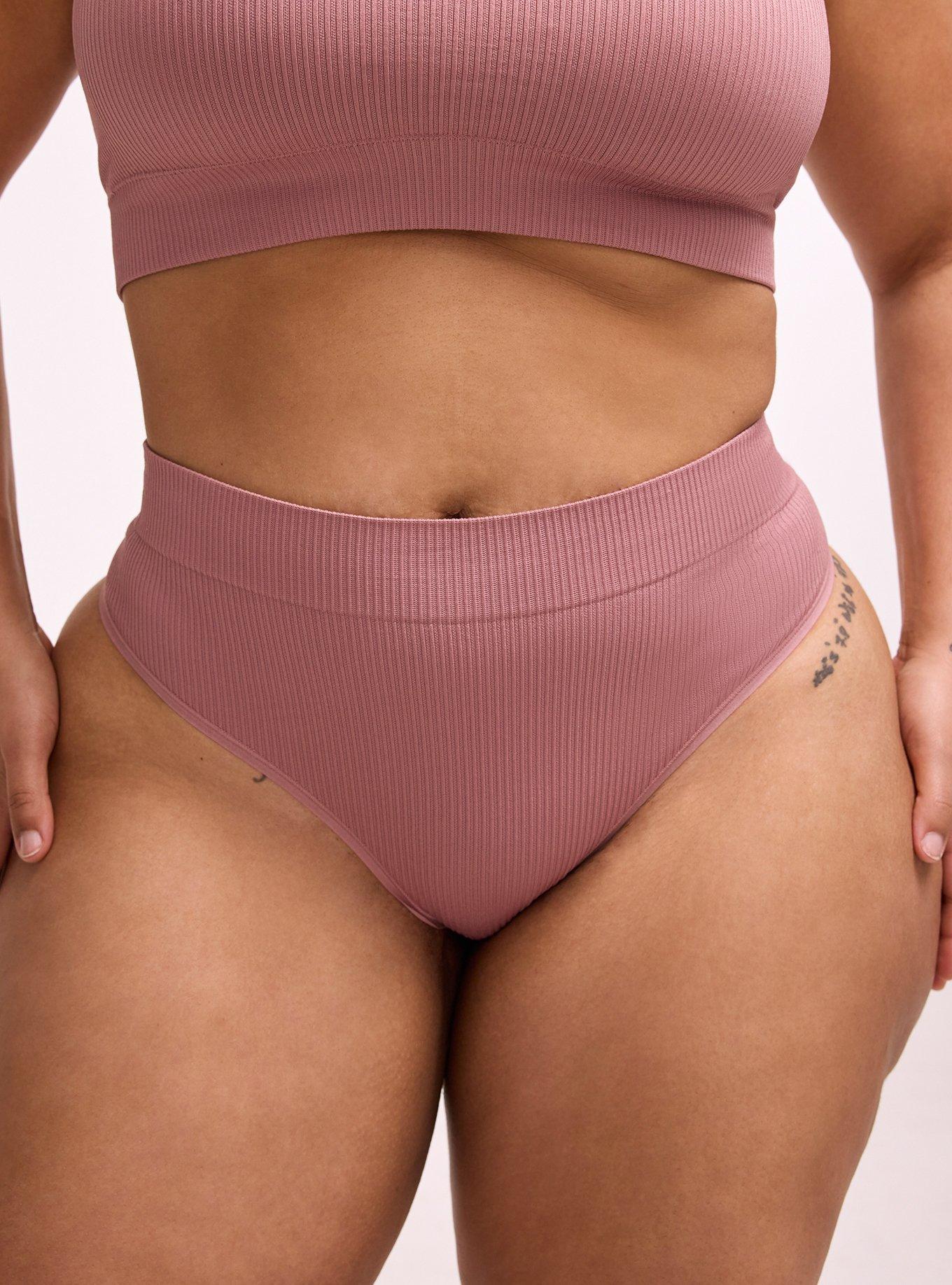 Seamless Rib High-Rise Thong Panty, NOSTALGIA ROSE, alternate