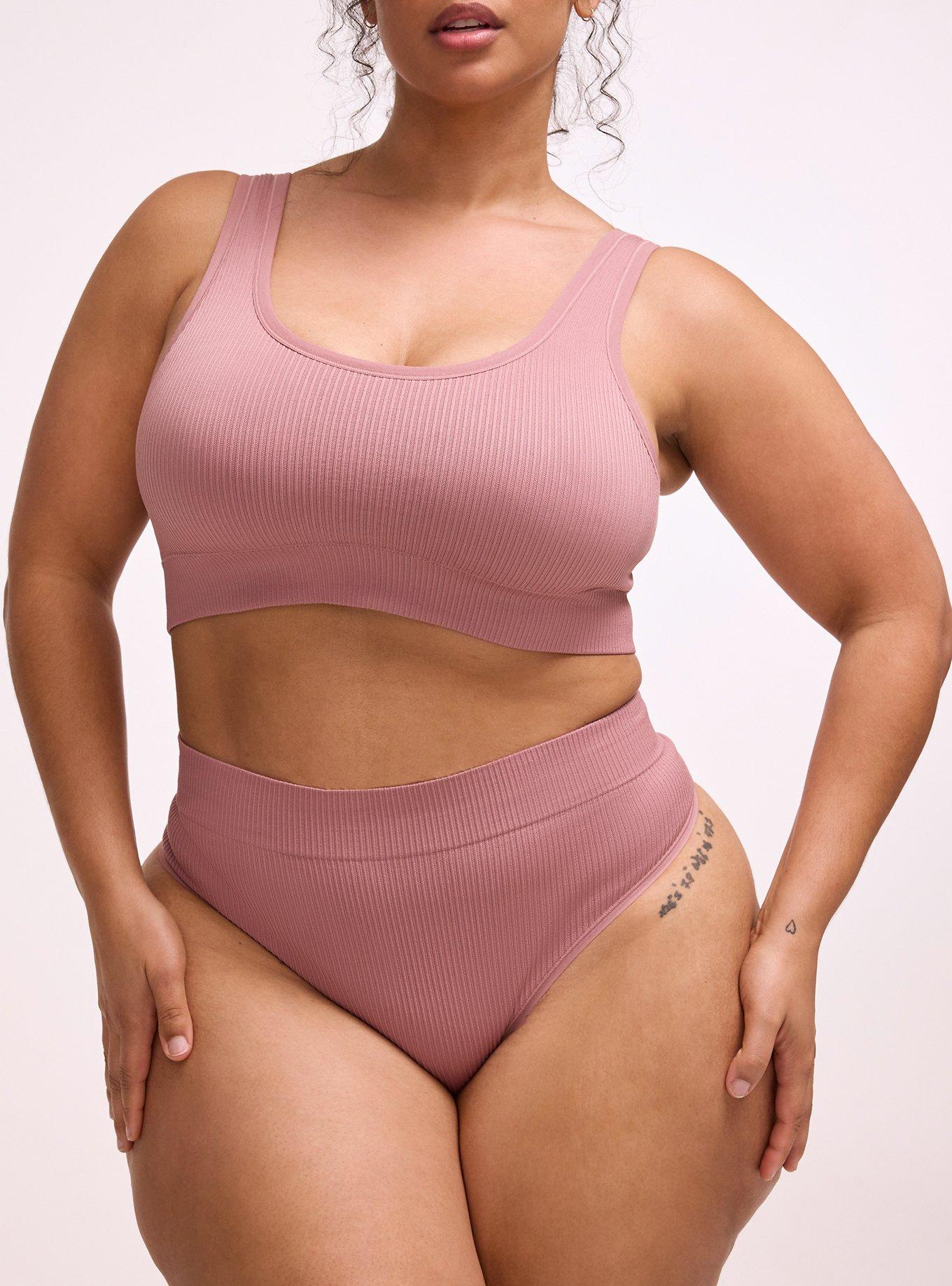 Seamless Rib High-Rise Thong Panty, NOSTALGIA ROSE, alternate
