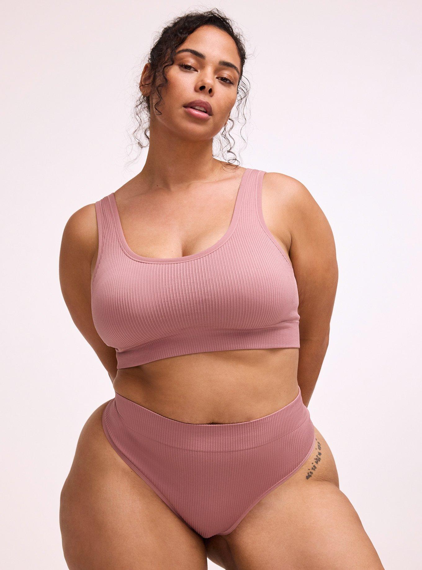 Seamless Rib High-Rise Thong Panty, NOSTALGIA ROSE, hi-res