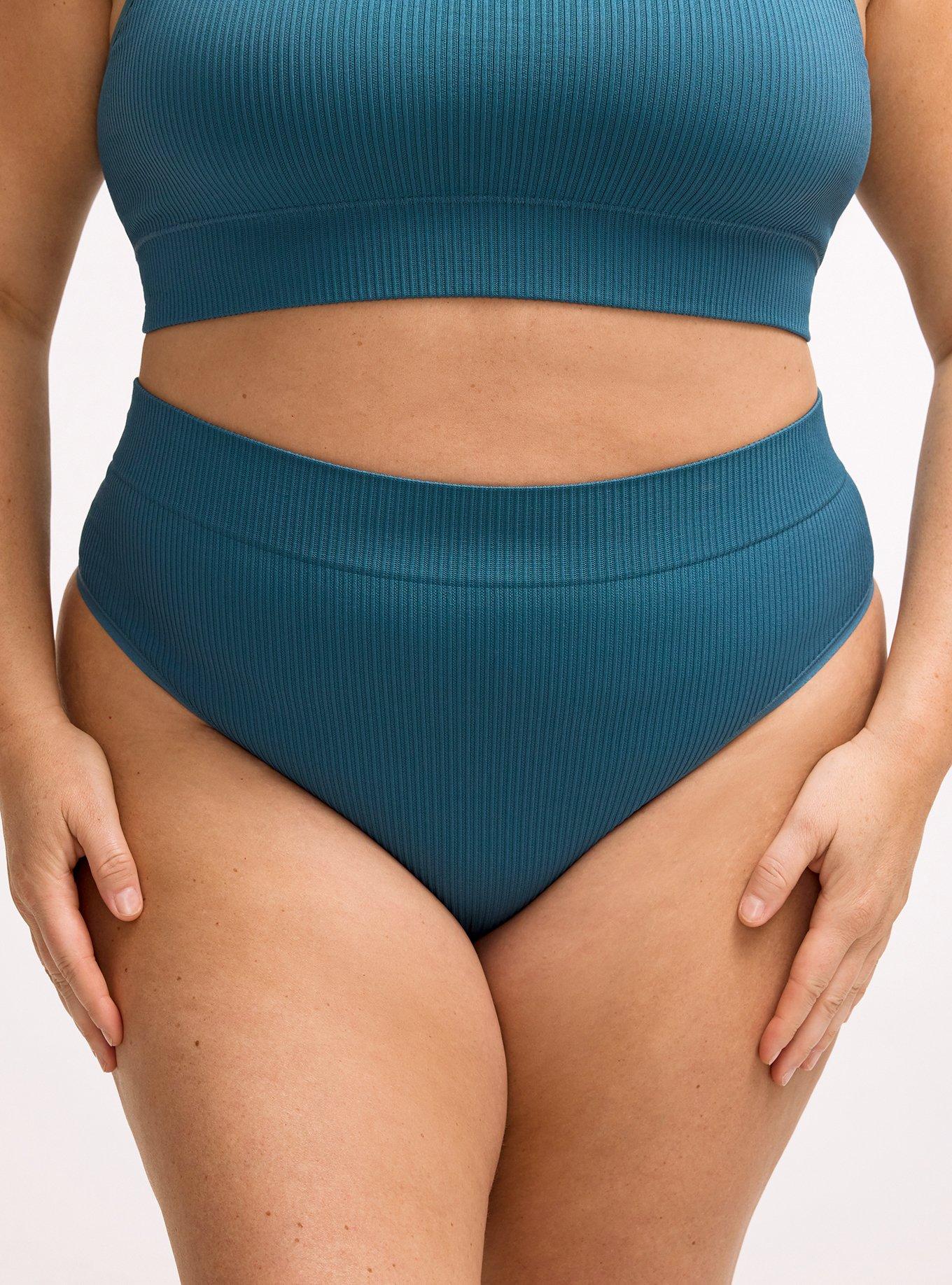 Seamless Rib High-Rise Thong Panty, MALLARD BLUE, alternate