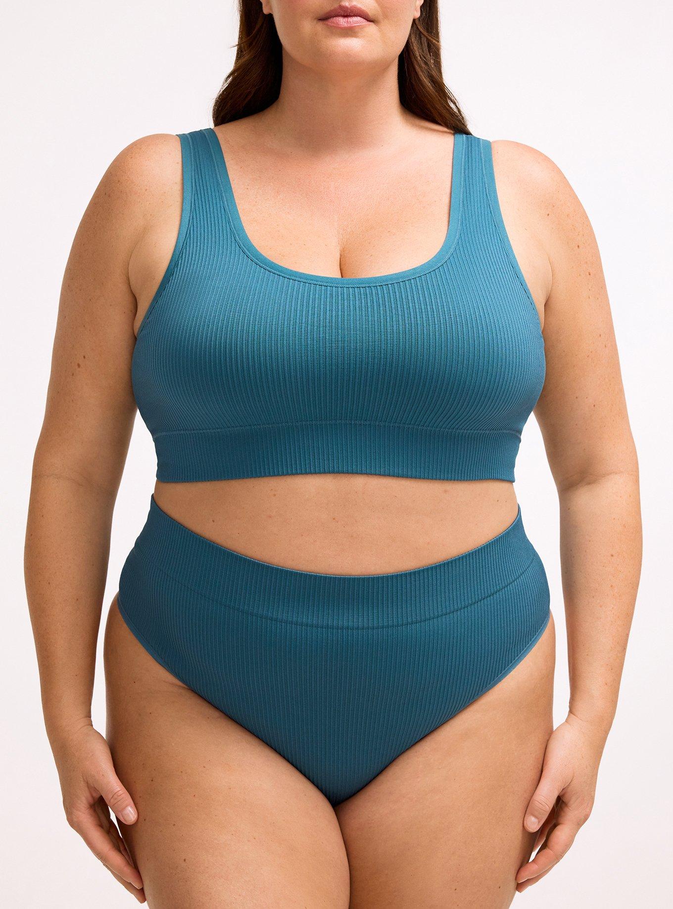 Seamless Rib High-Rise Thong Panty, MALLARD BLUE, alternate