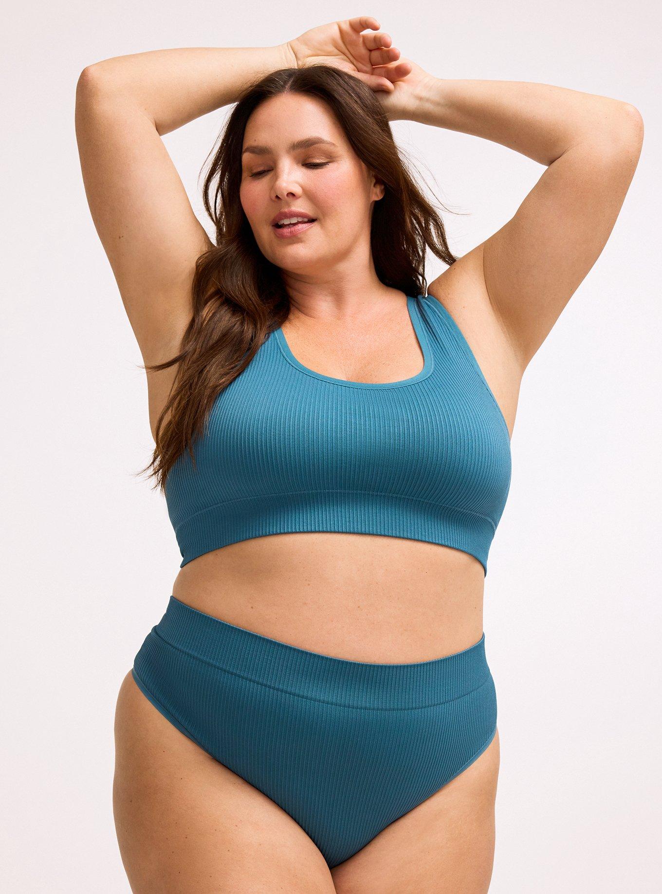 Seamless Rib High-Rise Thong Panty, MALLARD BLUE, hi-res