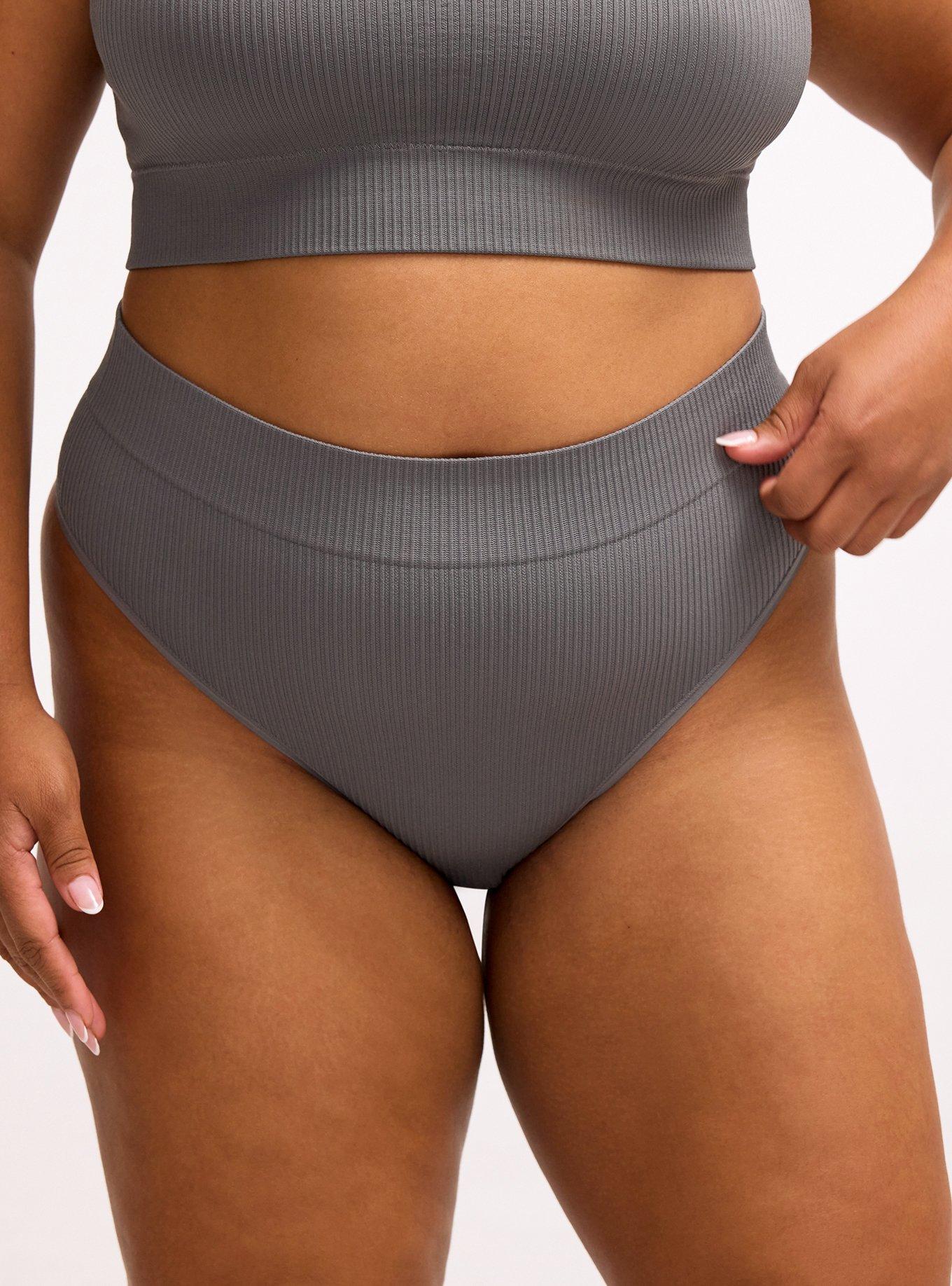 Seamless Rib High-Rise Thong Panty, QUIET SHADE, alternate