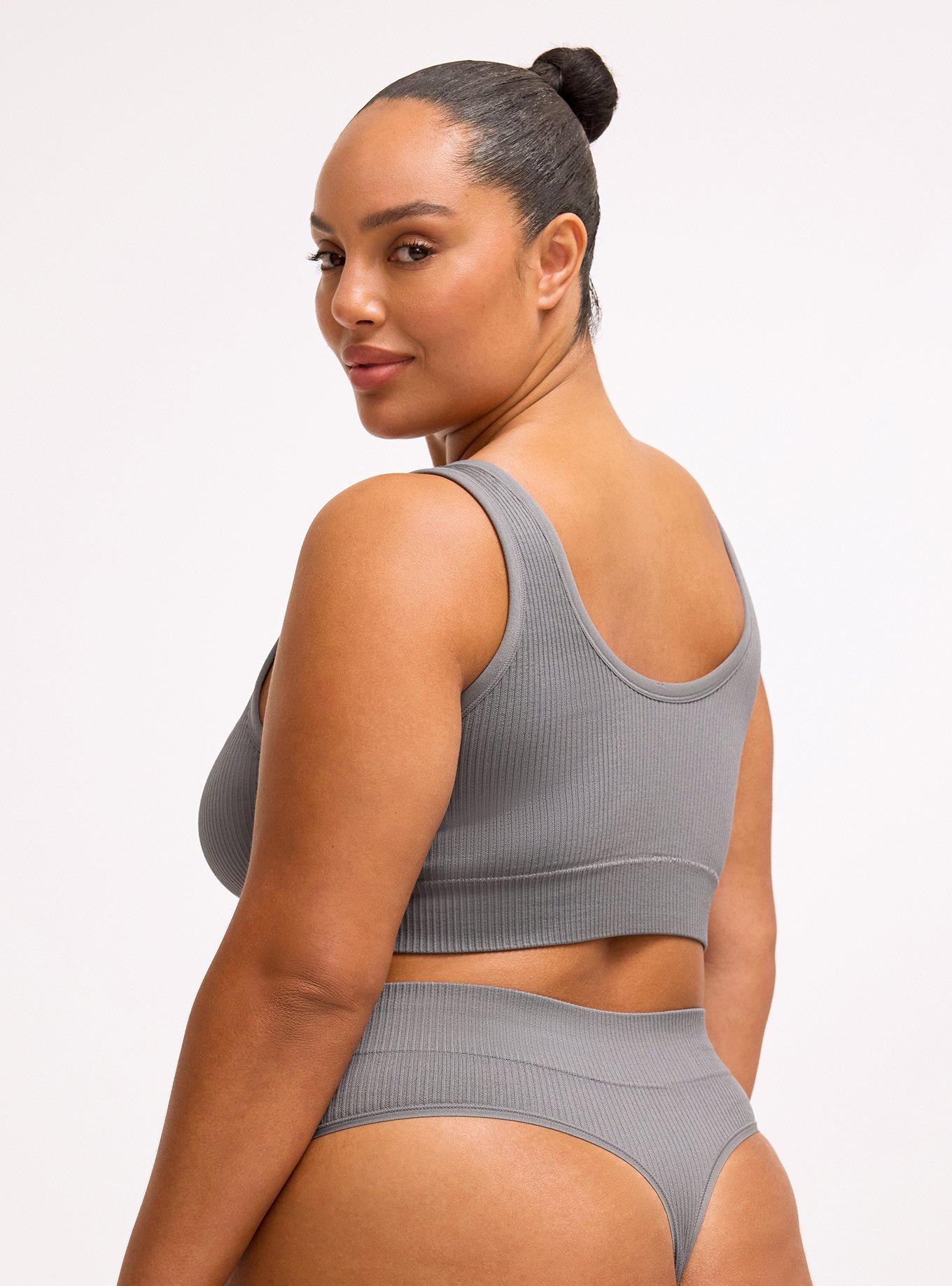 Seamless Rib High-Rise Thong Panty, QUIET SHADE, alternate