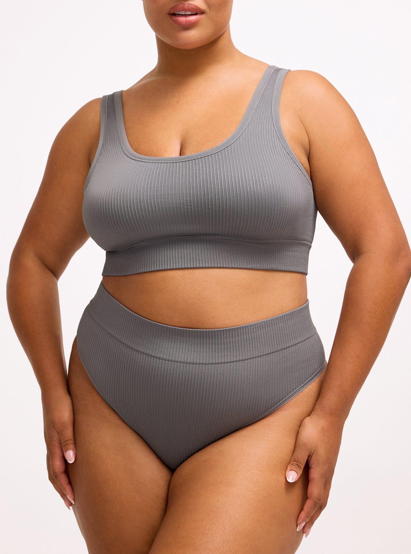 Seamless Rib High-Rise Thong Panty, QUIET SHADE, alternate