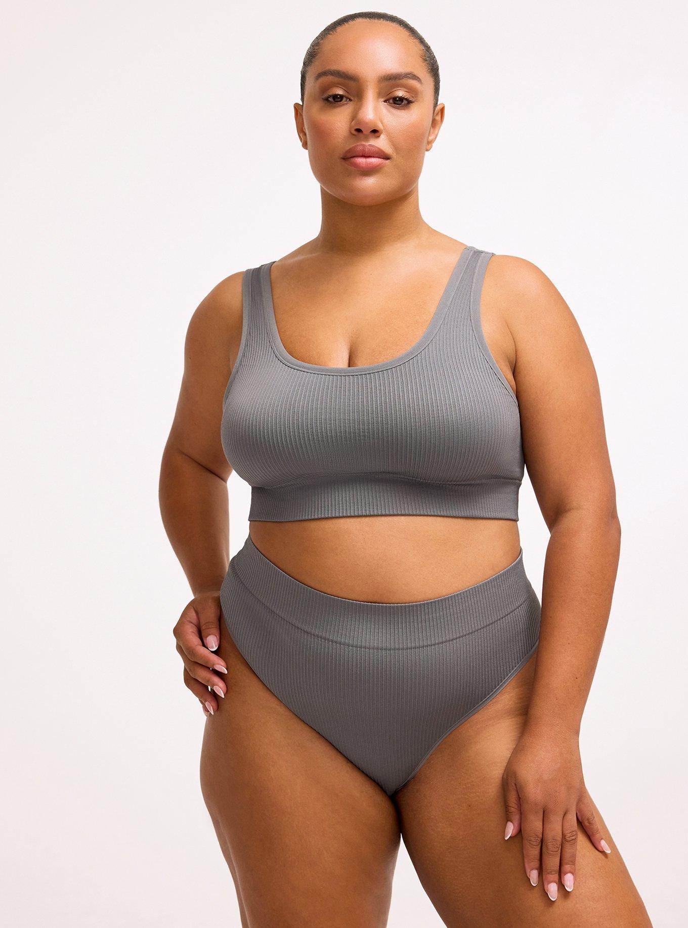 Seamless Rib High-Rise Thong Panty, QUIET SHADE, hi-res