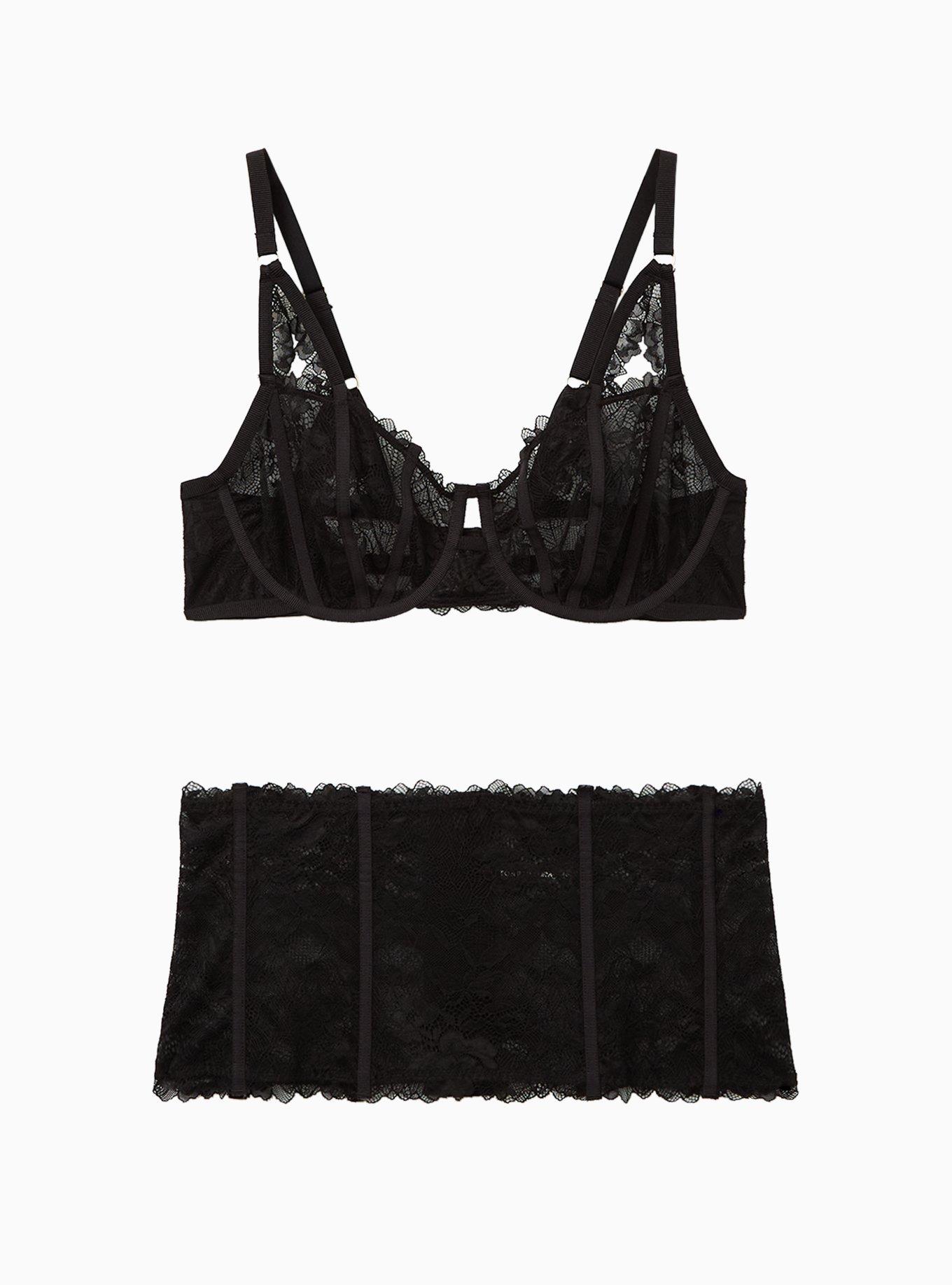 Plus Size Black Chantilly Lace Waist Cincher, RICH BLACK, alternate