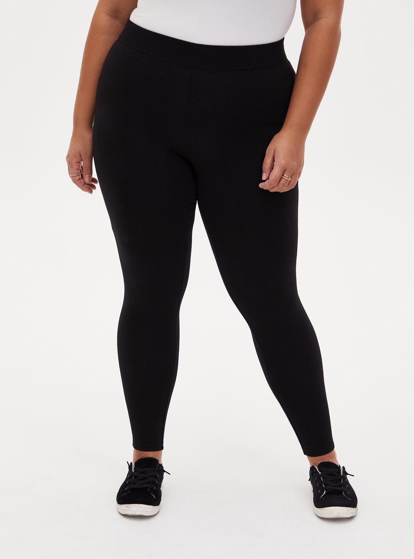 Full Length Ribbed Waist Premium Legging, BLACK, alternate