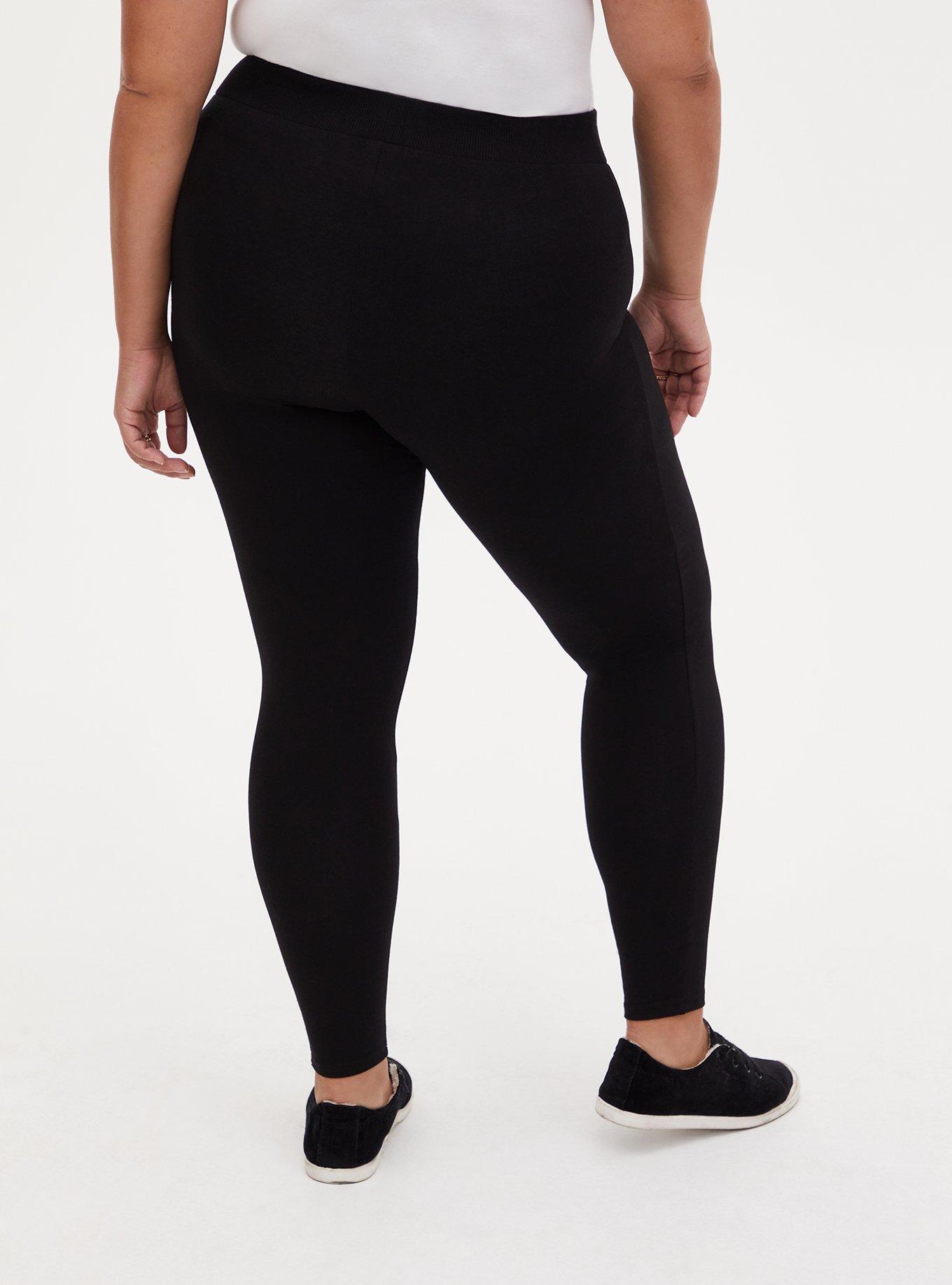 Full Length Ribbed Waist Premium Legging, BLACK, alternate