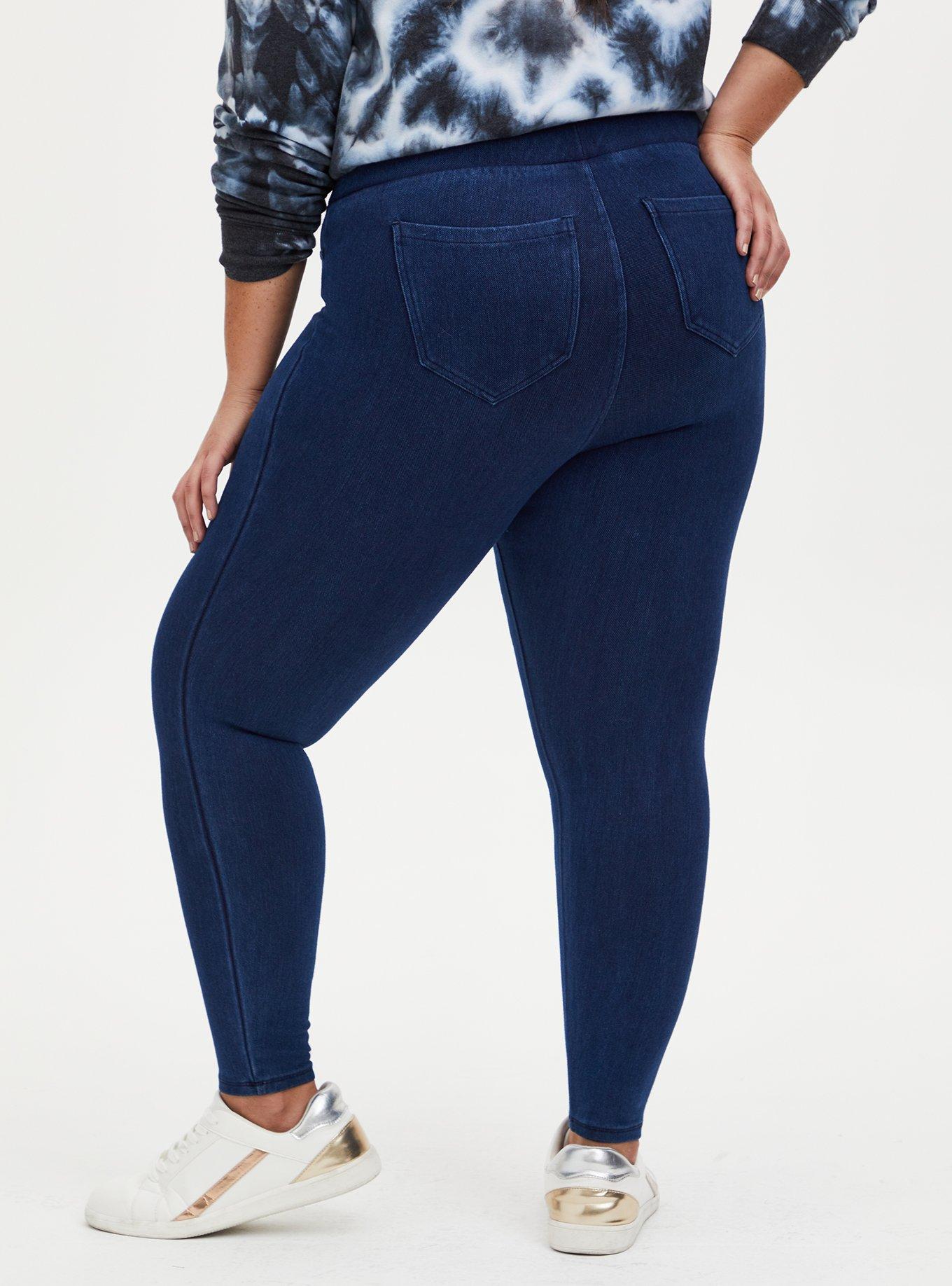 Platinum Legging - Faux Denim Brushed Lined, BLUE, alternate